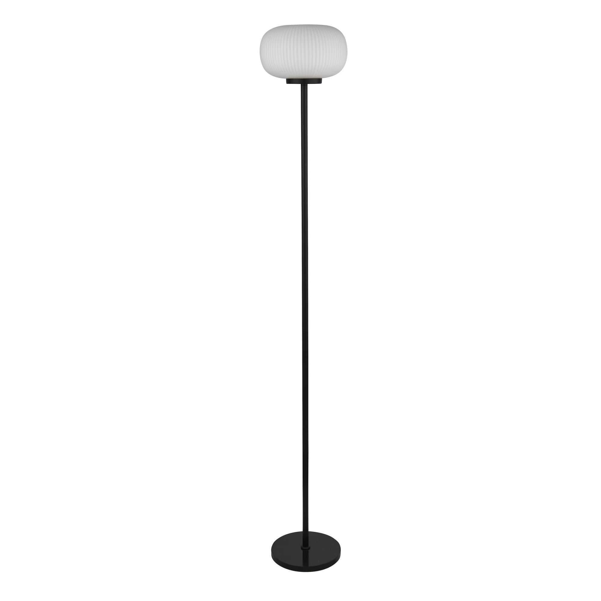Searchlight Leopold Floor Lamp - Matt Black & Frosted Ribbed Glass