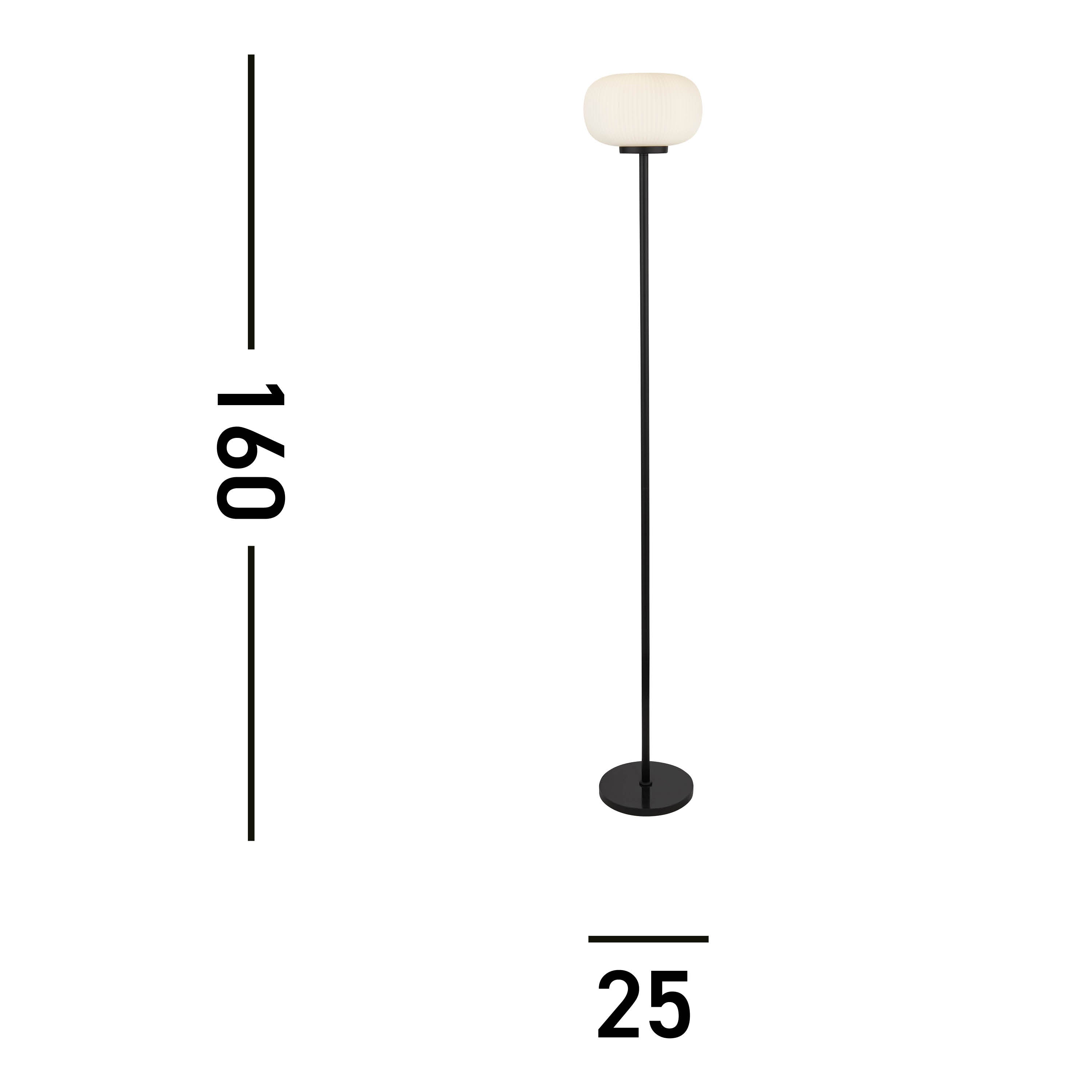 Searchlight Leopold Floor Lamp - Matt Black & Frosted Ribbed Glass