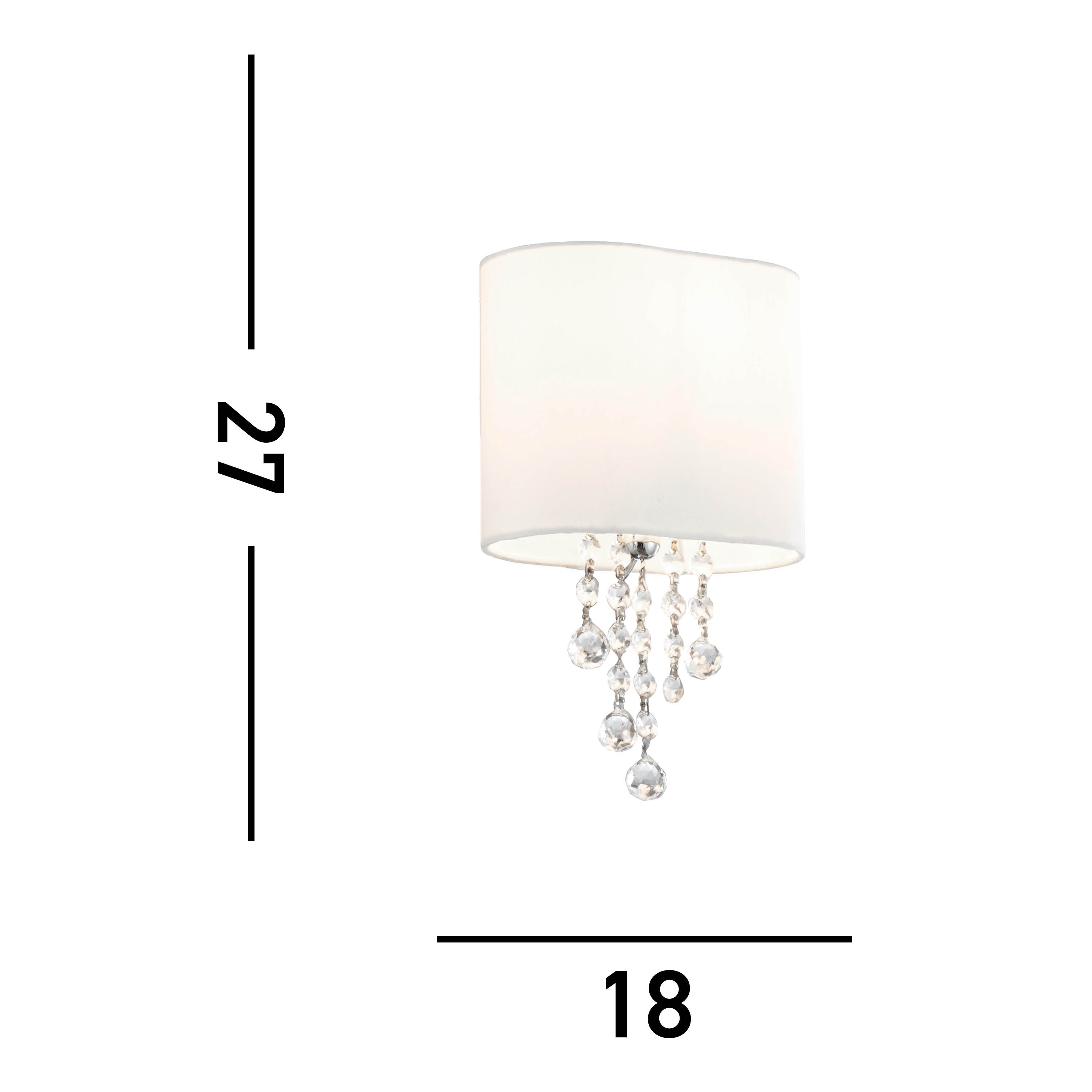 Searchlight Netley - Single Wall Bracket, Chrome, Clear Crystal, White Shade