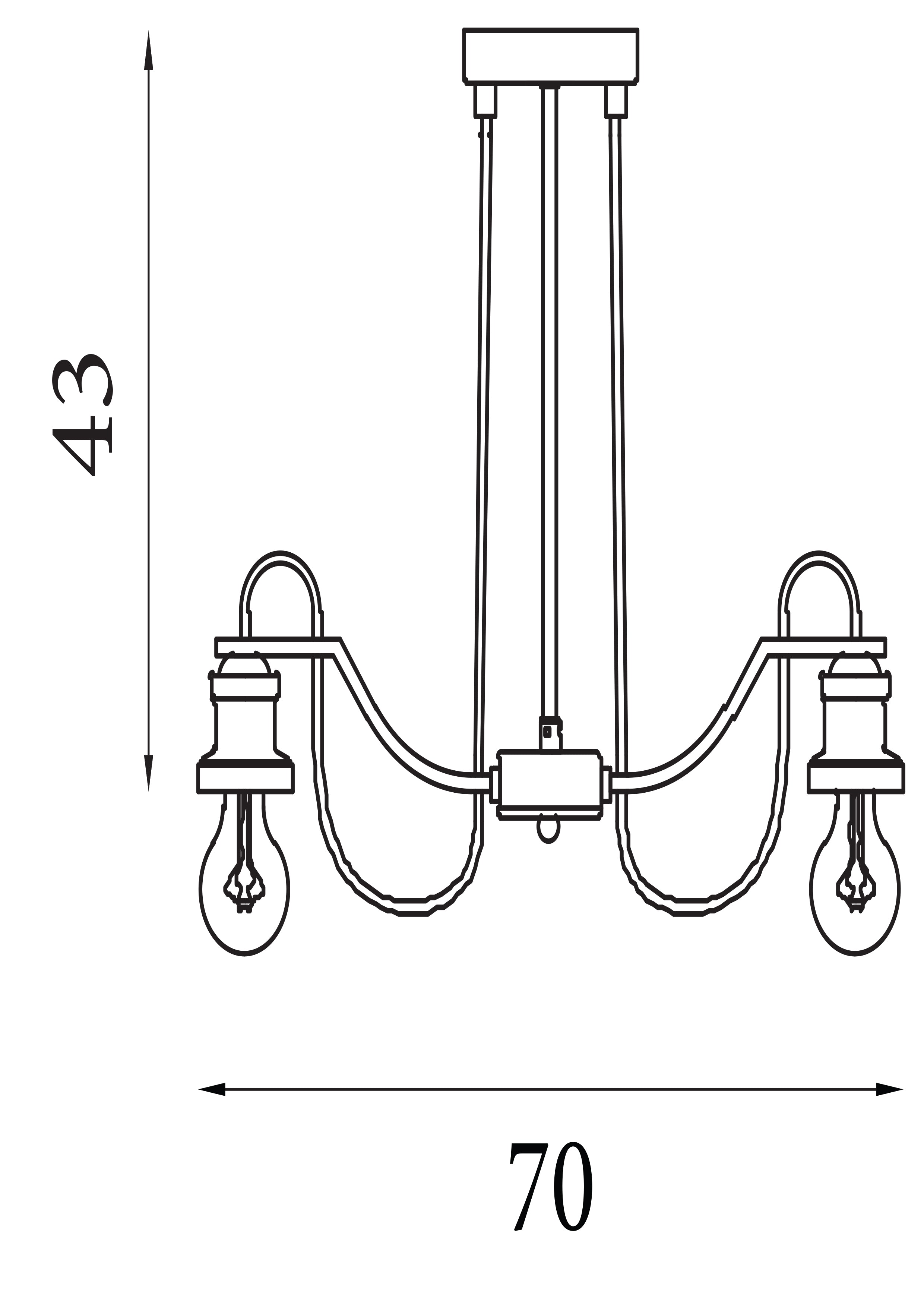 Searchlight Oban 8 Light Pendant - Chrome & Black Braided Cable