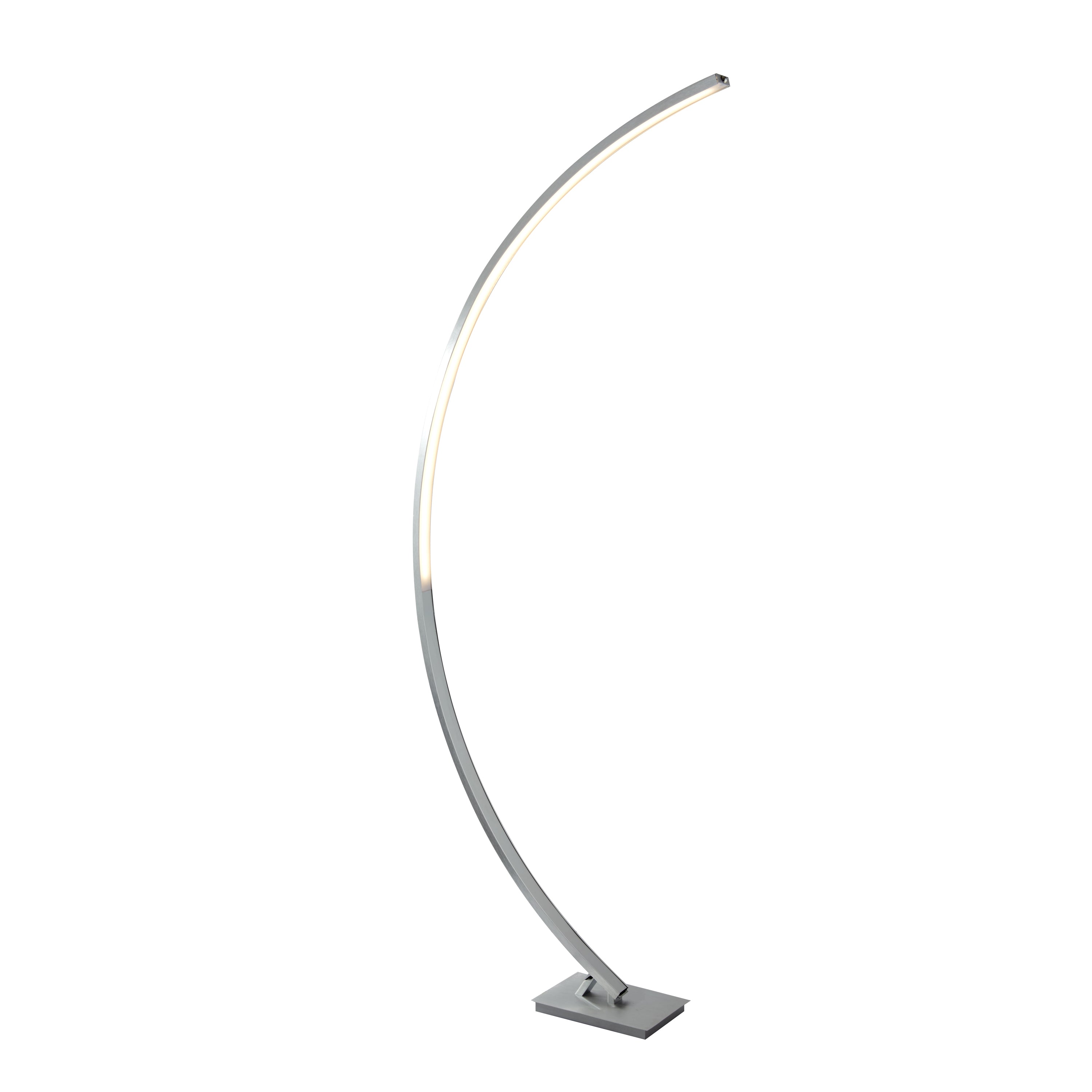 Searchlight Castor LED Curved Floor Lamp - Satin Silver & Opal
