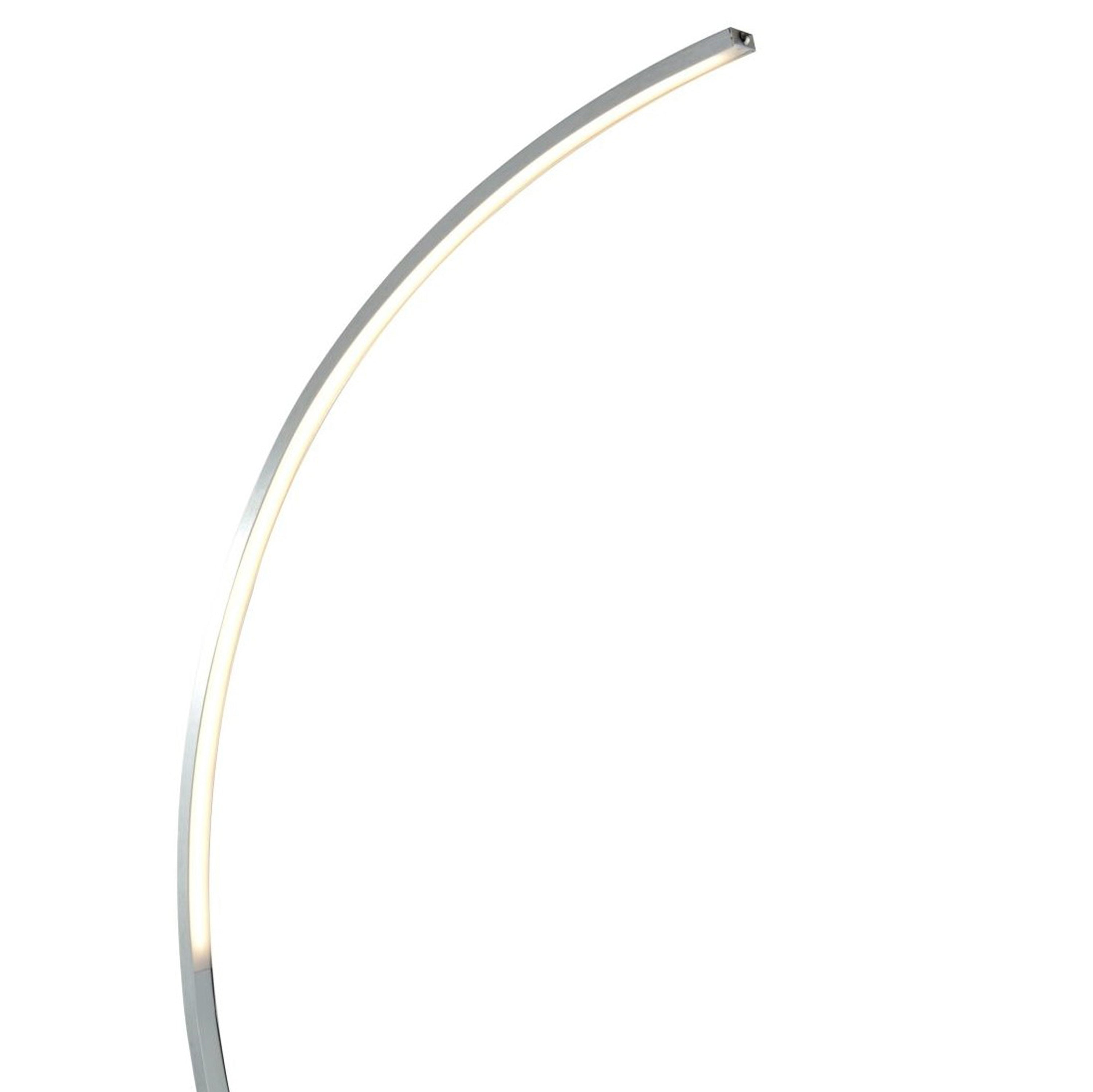Searchlight Castor LED Curved Floor Lamp - Satin Silver & Opal