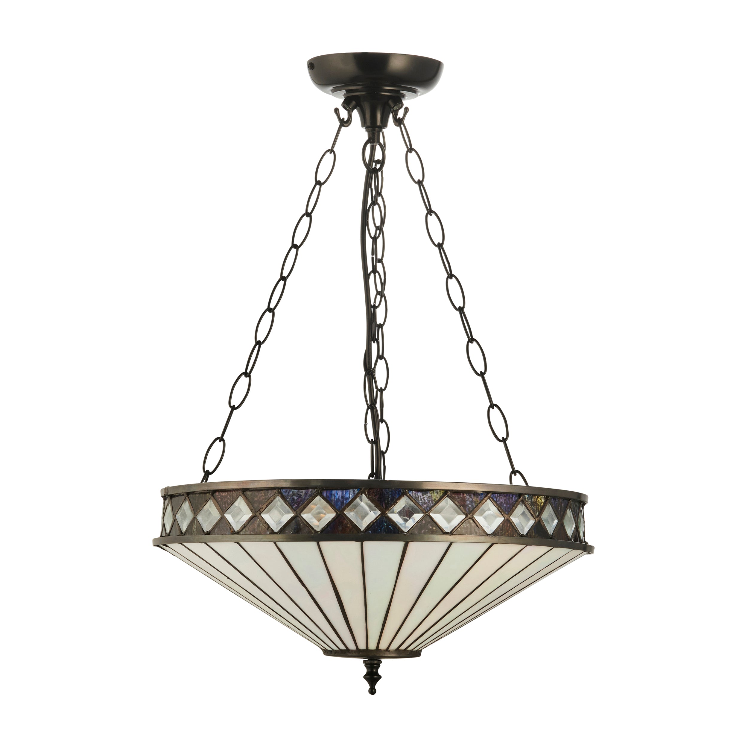 Interiors 1900 Fargo 3 Light Medium Inverted Pendant - Handcrafted Tiffany Style Glass