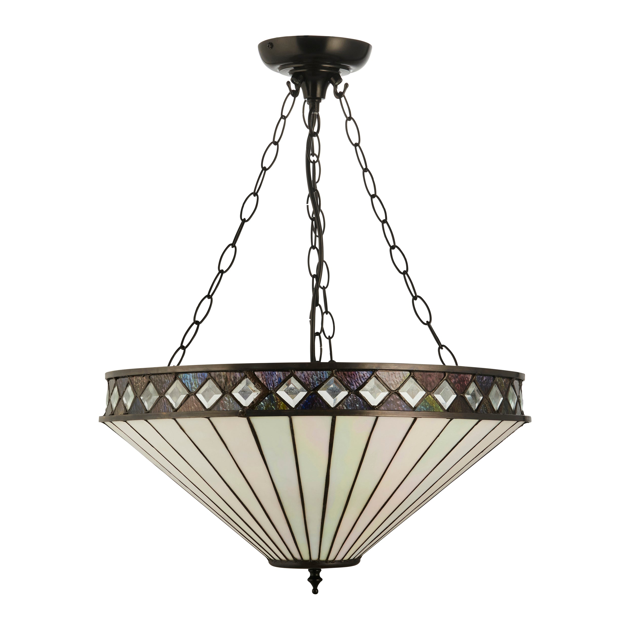 Interiors 1900 Fargo 3 Light Large Inverted Pendant - Handcrafted Tiffany Style Glass