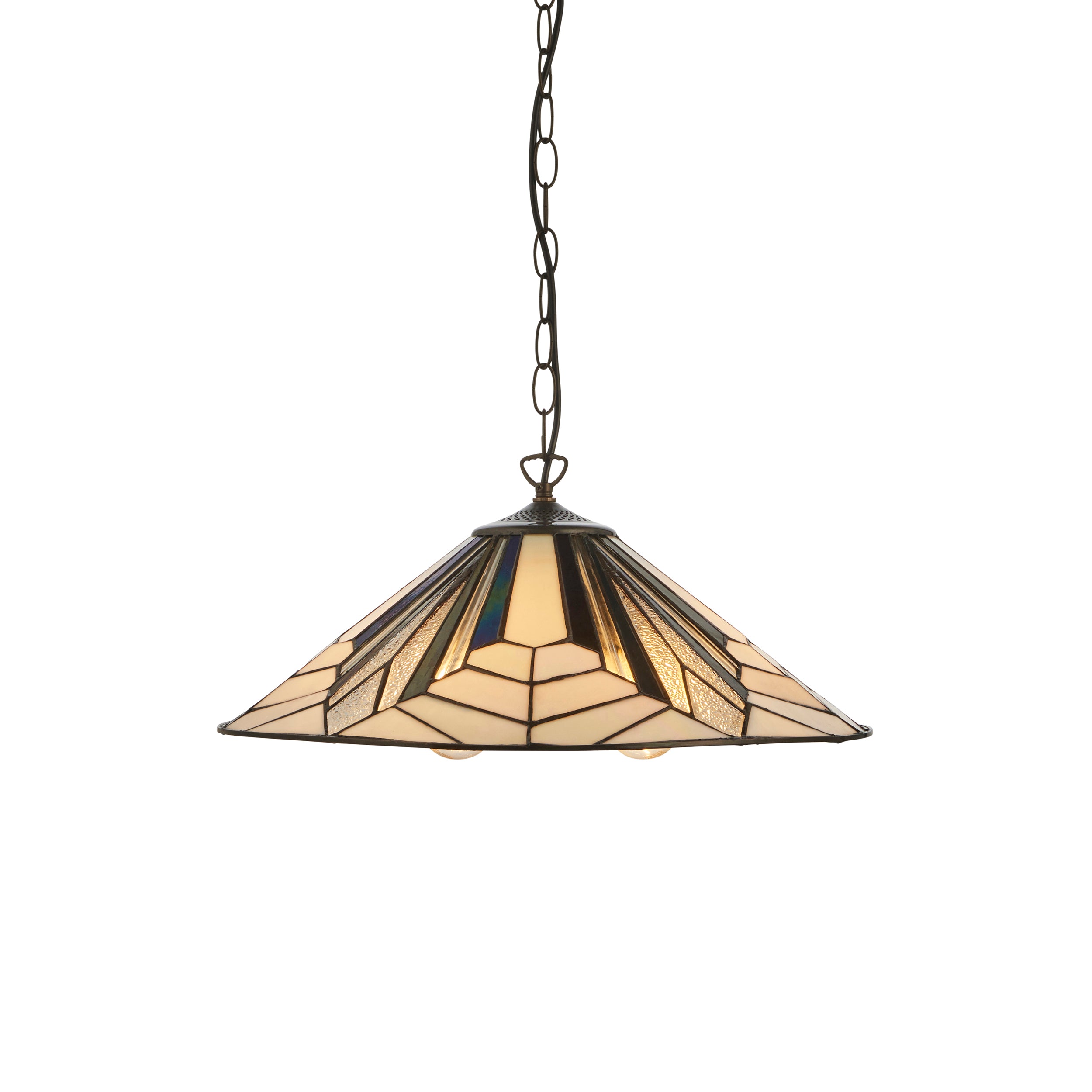 Interiors 1900 Astoria 3 Light Pendant - Handcrafted Tiffany Style Glass