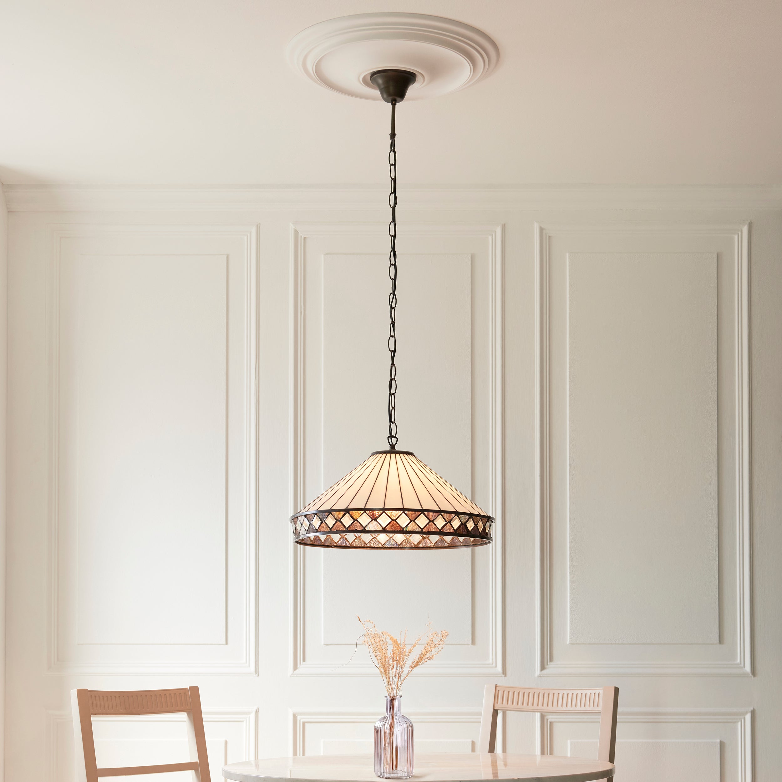 Interiors 1900 Fargo 3 Light Pendant - Handcrafted Tiffany Style Glass