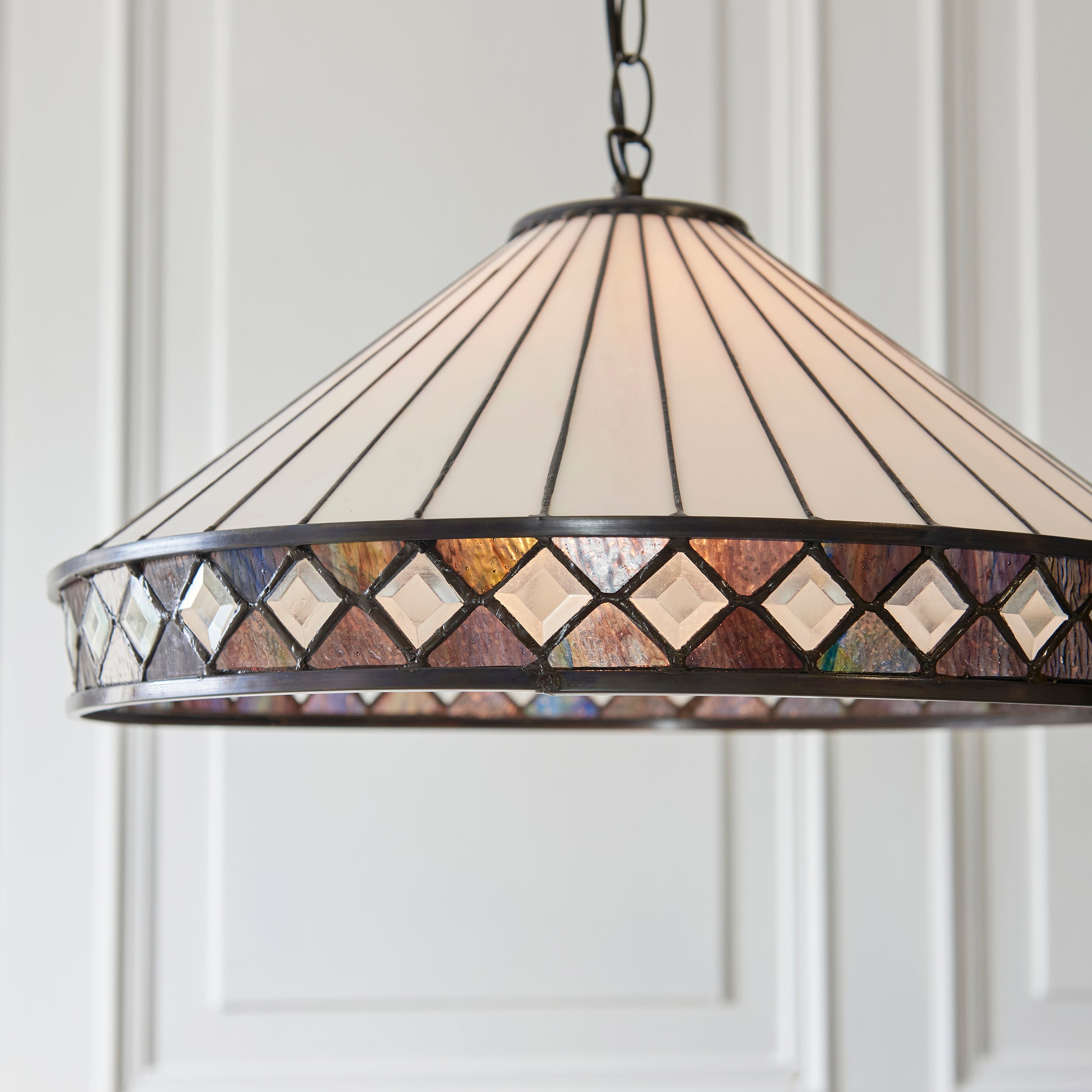Interiors 1900 Fargo 3 Light Pendant - Handcrafted Tiffany Style Glass