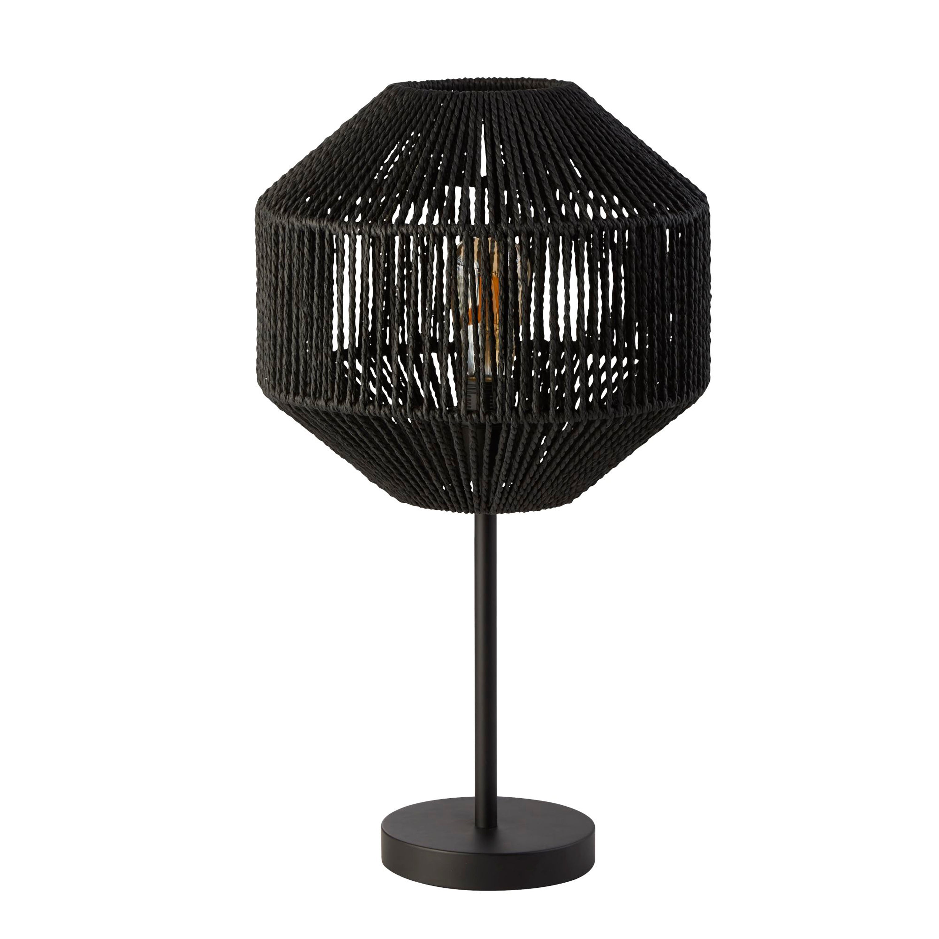 Searchlight Wyatt Wicker Table Lamp - Black Wyatt Wicker