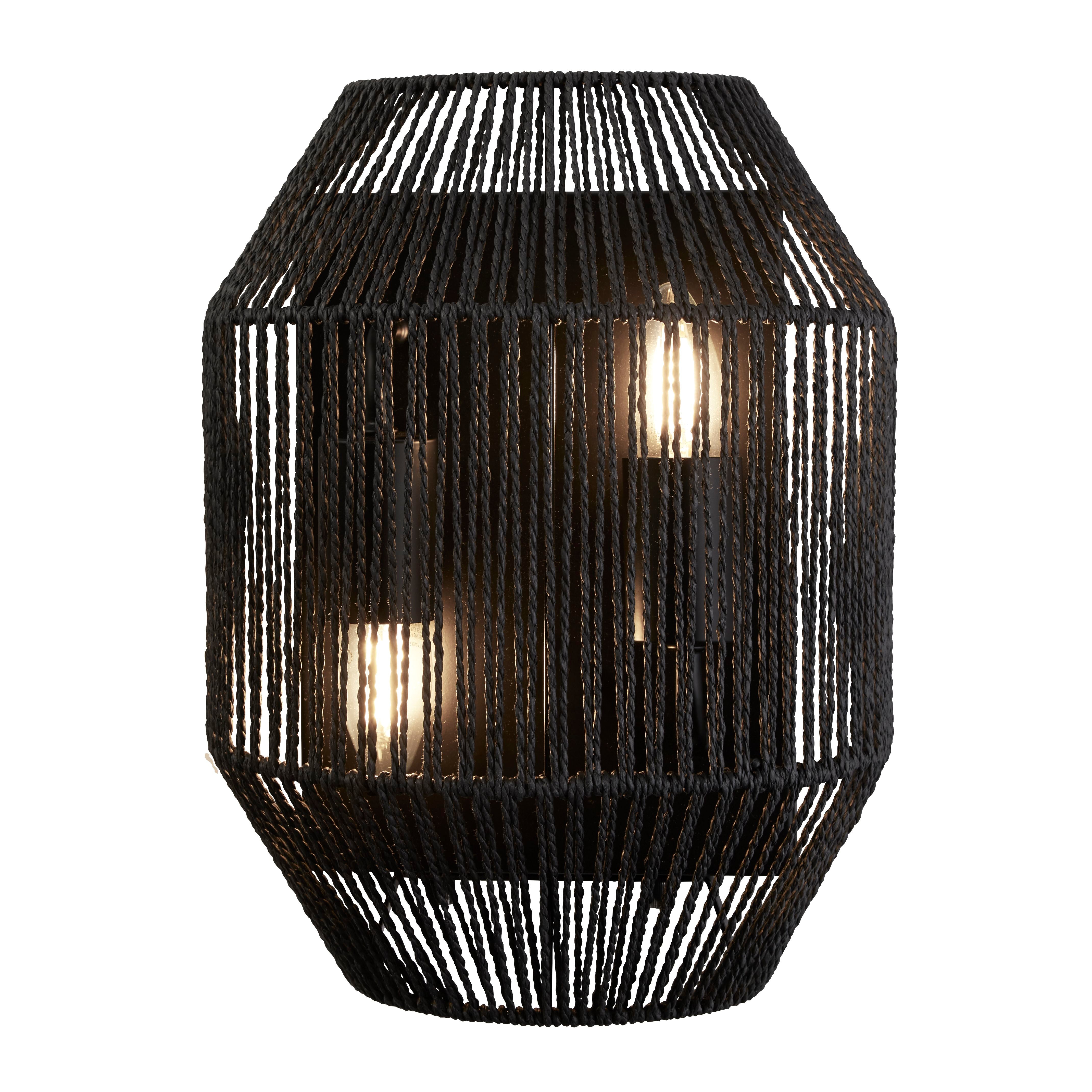 Searchlight Wyatt Wicker 2 Light Wall Light - Black Wyatt Wicker