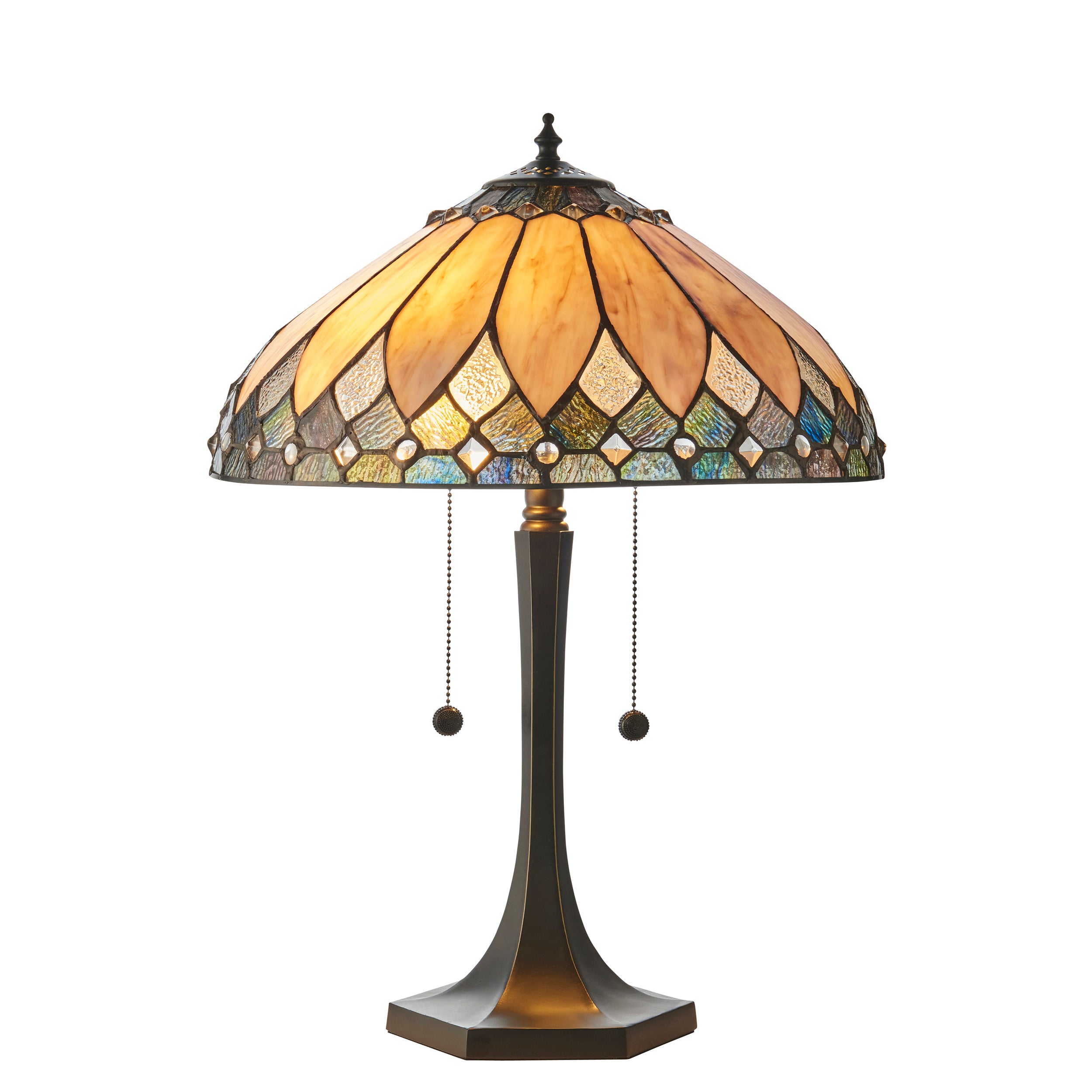 Interiors 1900 Brooklyn Medium 2 Light Table Lamp -Handcrafted Tiffany Style Glass