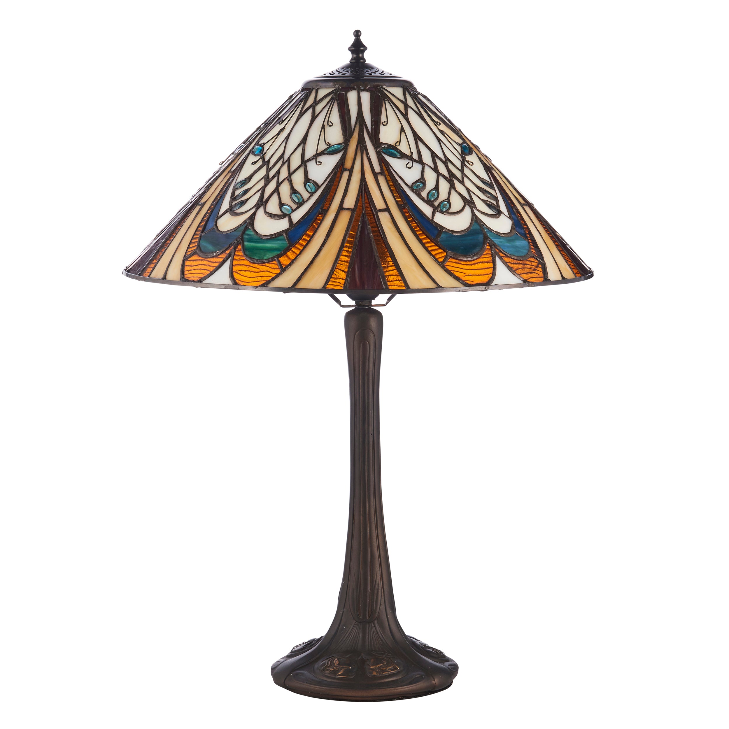 Interiors 1900 Hector Table Lamp -Handcrafted Tiffany Style Glass