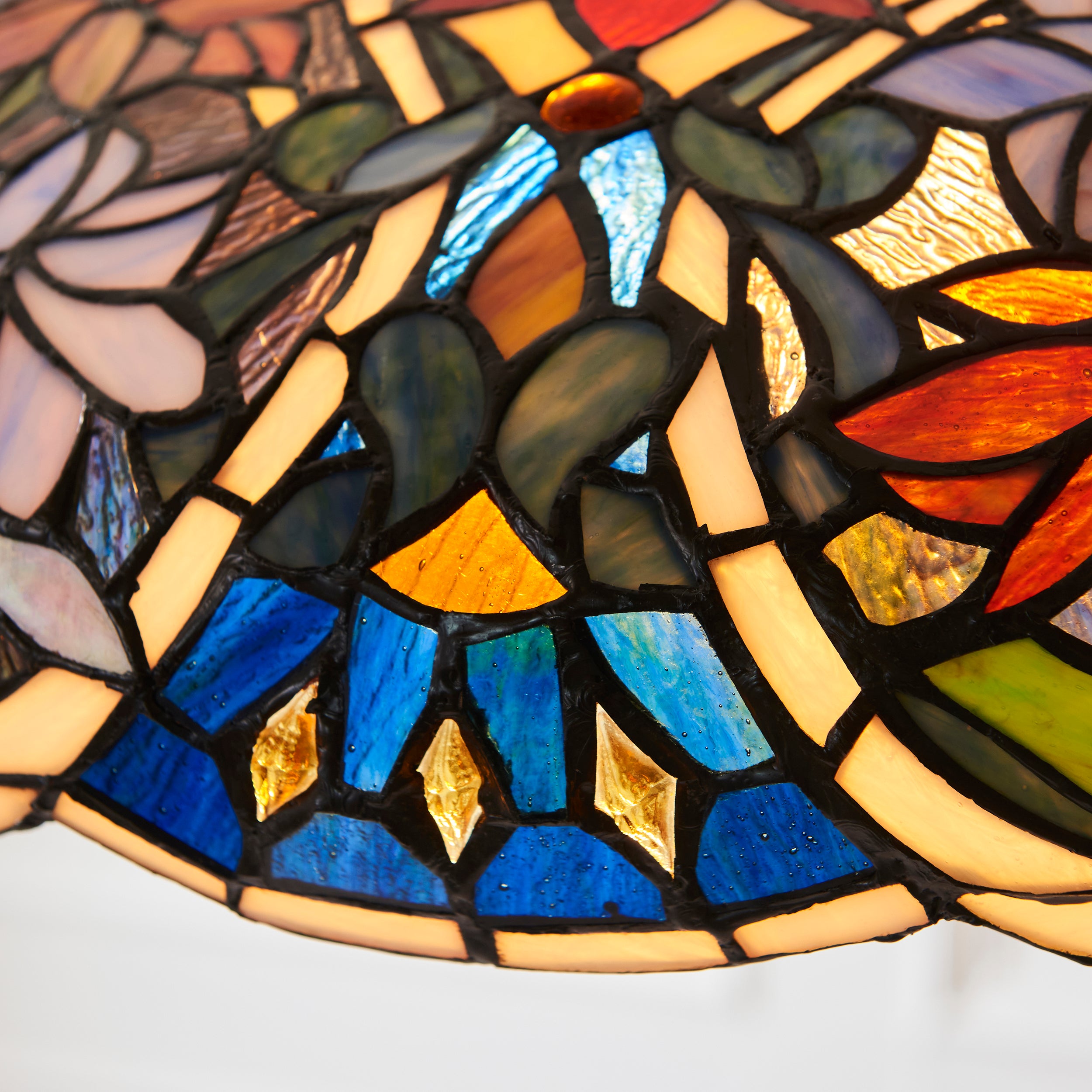 Interiors 1900 Sullivan 3 Light Large Pendant - Handcrafted Tiffany Style Glass