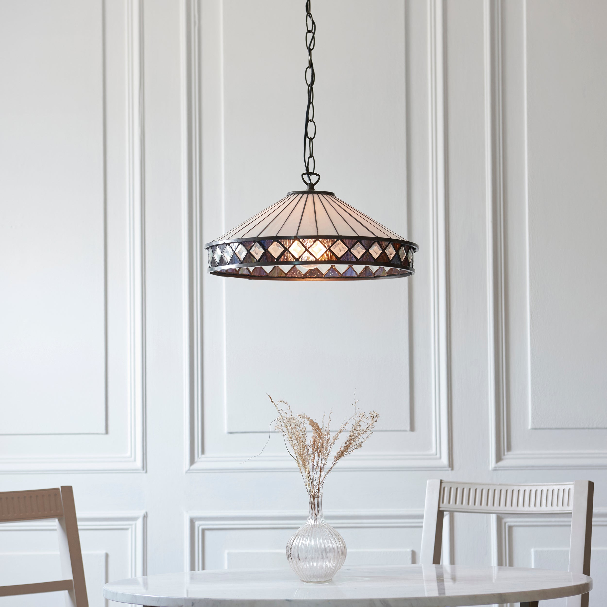 Interiors 1900 Fargo Medium Pendant - Handcrafted Tiffany Style Glass