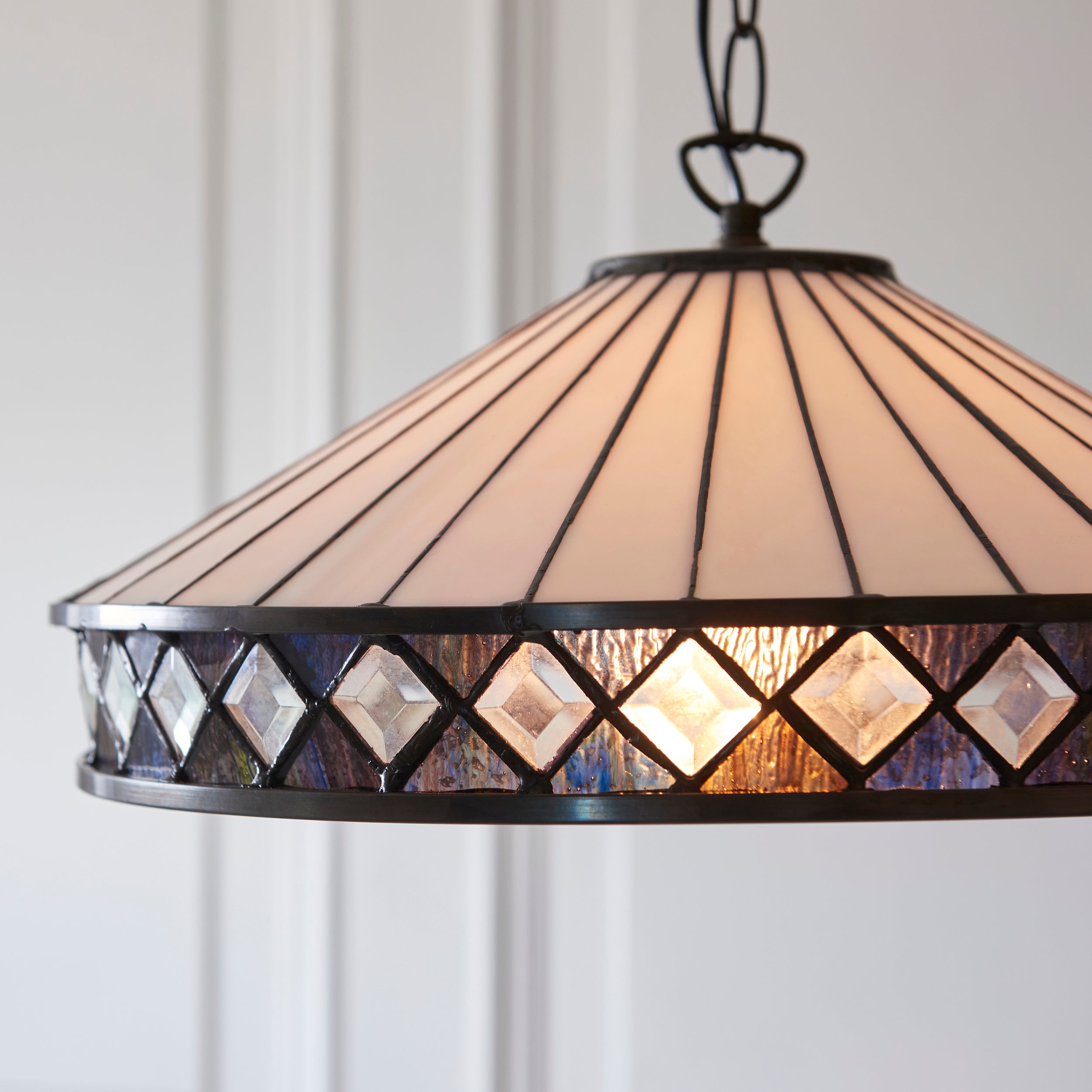 Interiors 1900 Fargo Medium Pendant - Handcrafted Tiffany Style Glass