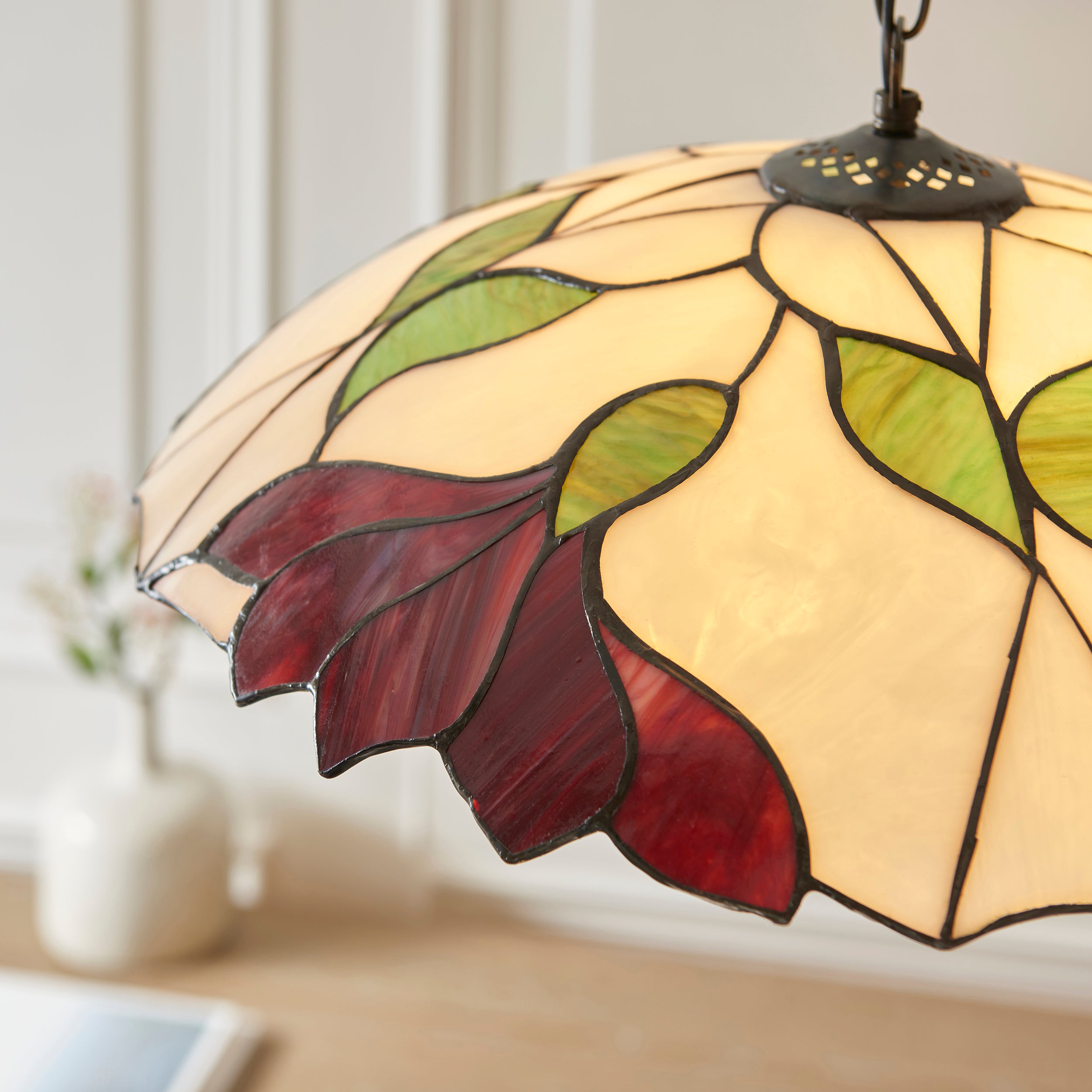 Interiors 1900 Botanica Large Pendant - Handcrafted Tiffany Style Glass