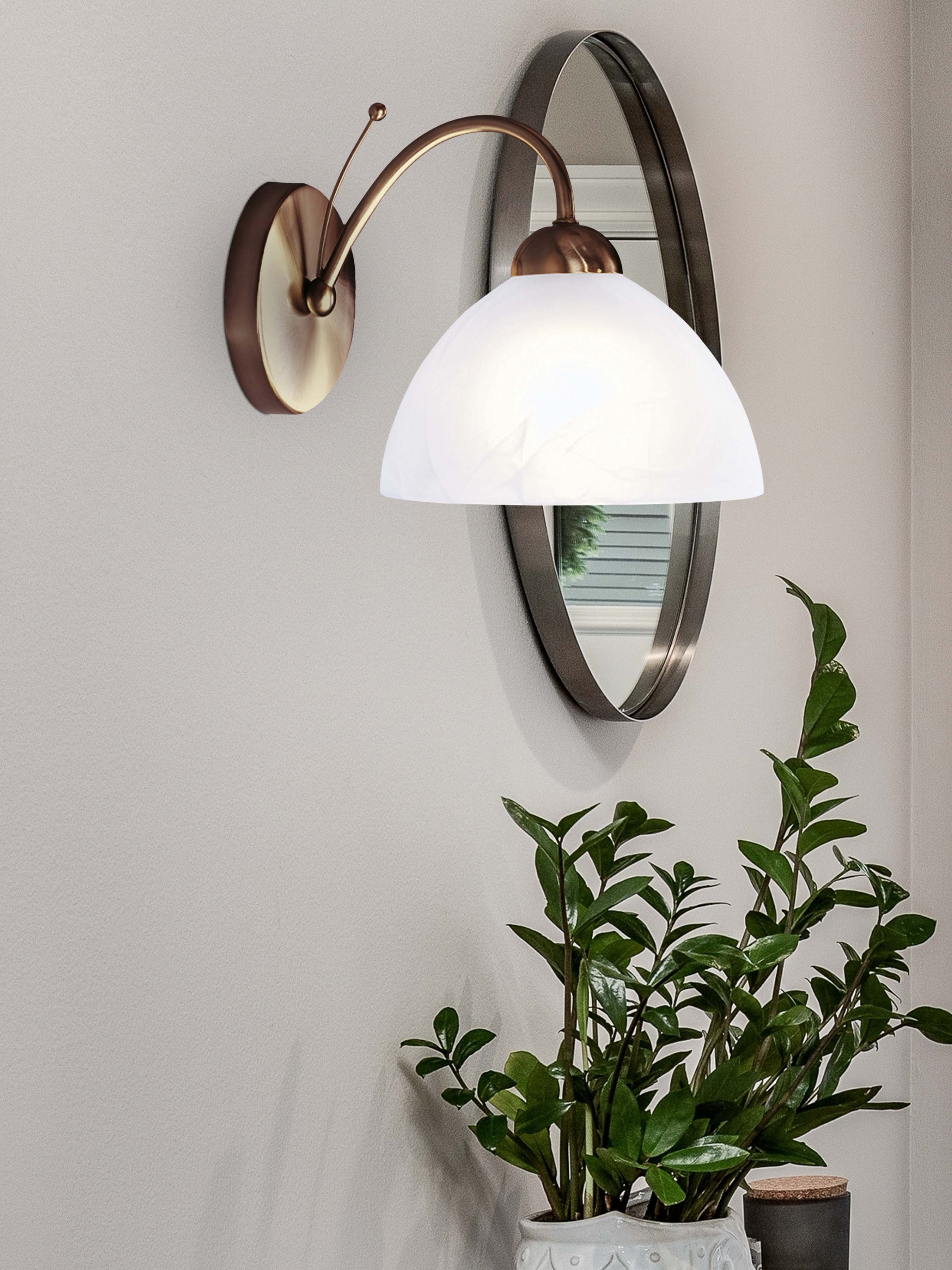 Searchlight Melville Single Wall Bracket - Antique Brass & Alabaster Glass