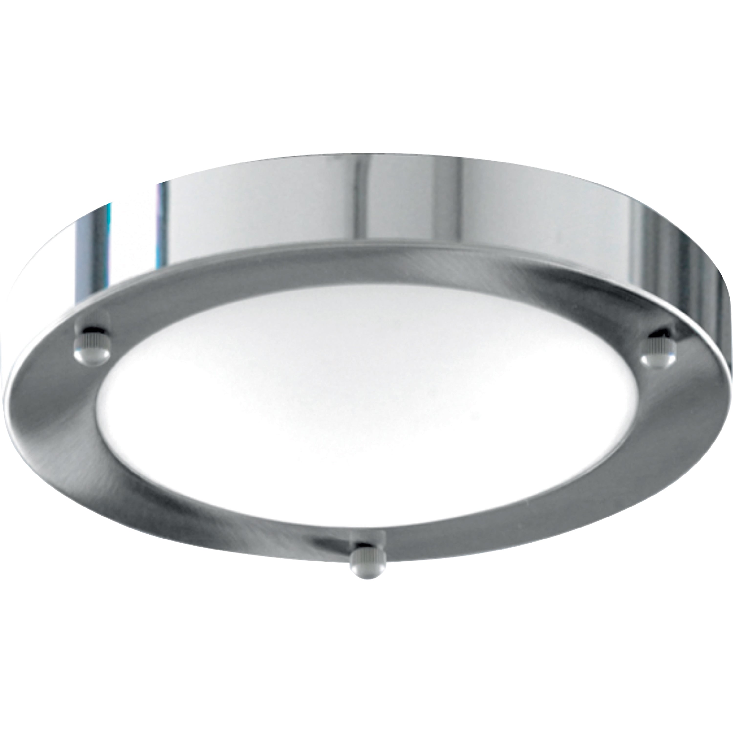 Searchlight Barmouth Bathroom Flush Fitting IP44 Single - 31cm Chrome Domed White Glass