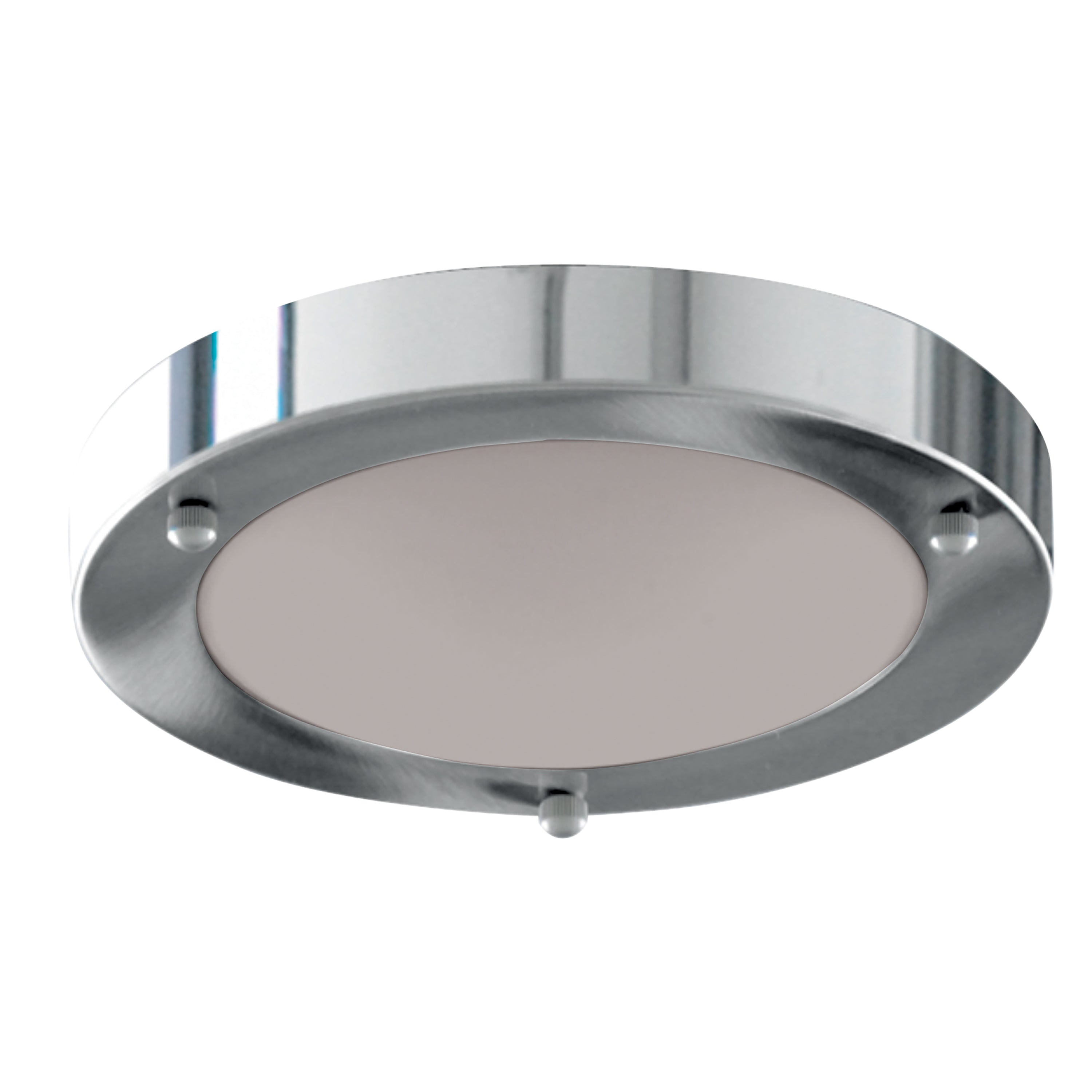 Searchlight Barmouth Bathroom Flush Fitting IP44 Single - 31cm Chrome Domed White Glass