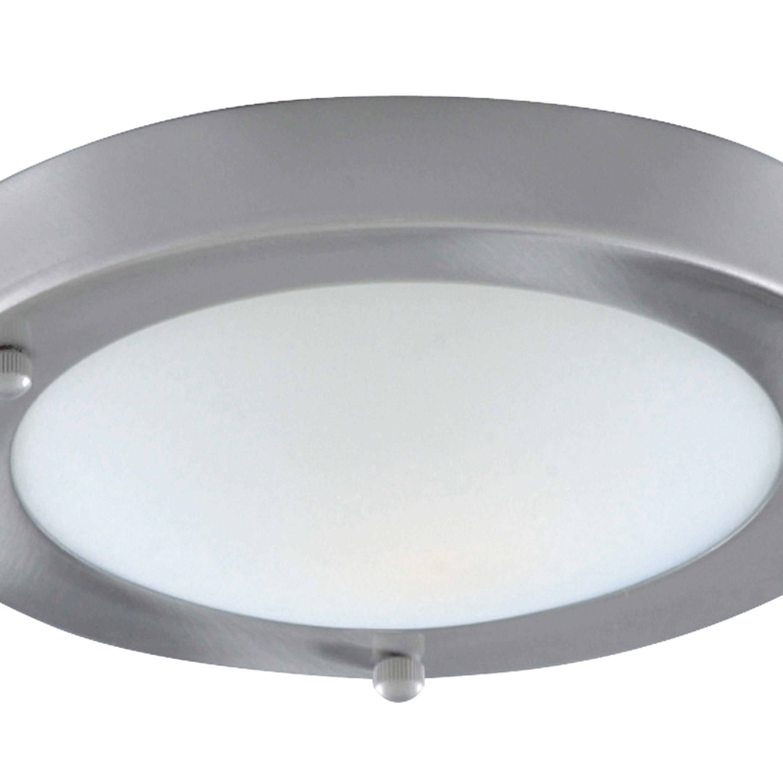 Searchlight Barmouth Bathroom Flush Fitting IP44 Single - 31cm Satin Silver Domed White Glass