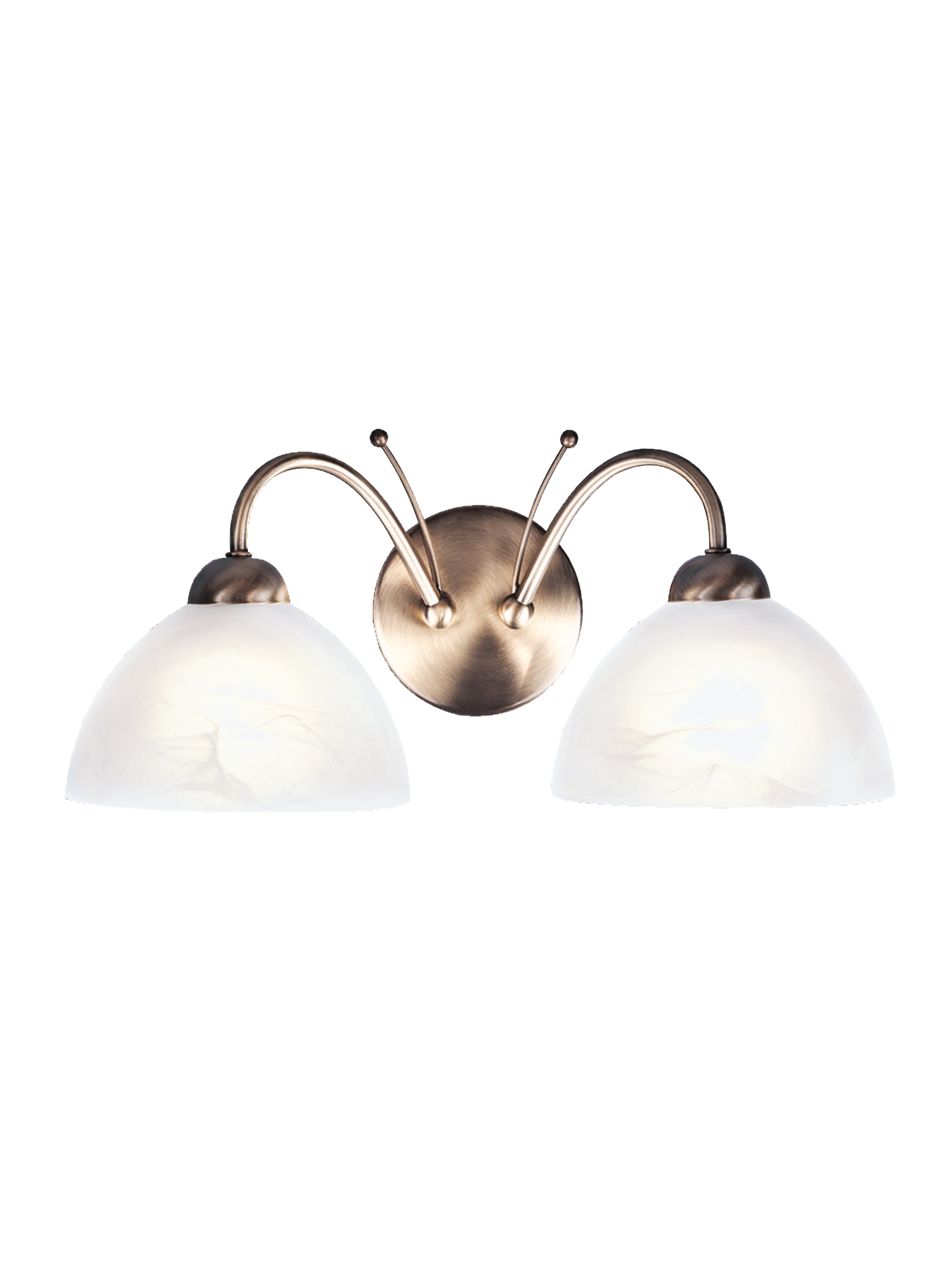 Searchlight Melville - 2 Light Wall Bracket, Antique Brass, Alabaster Glass