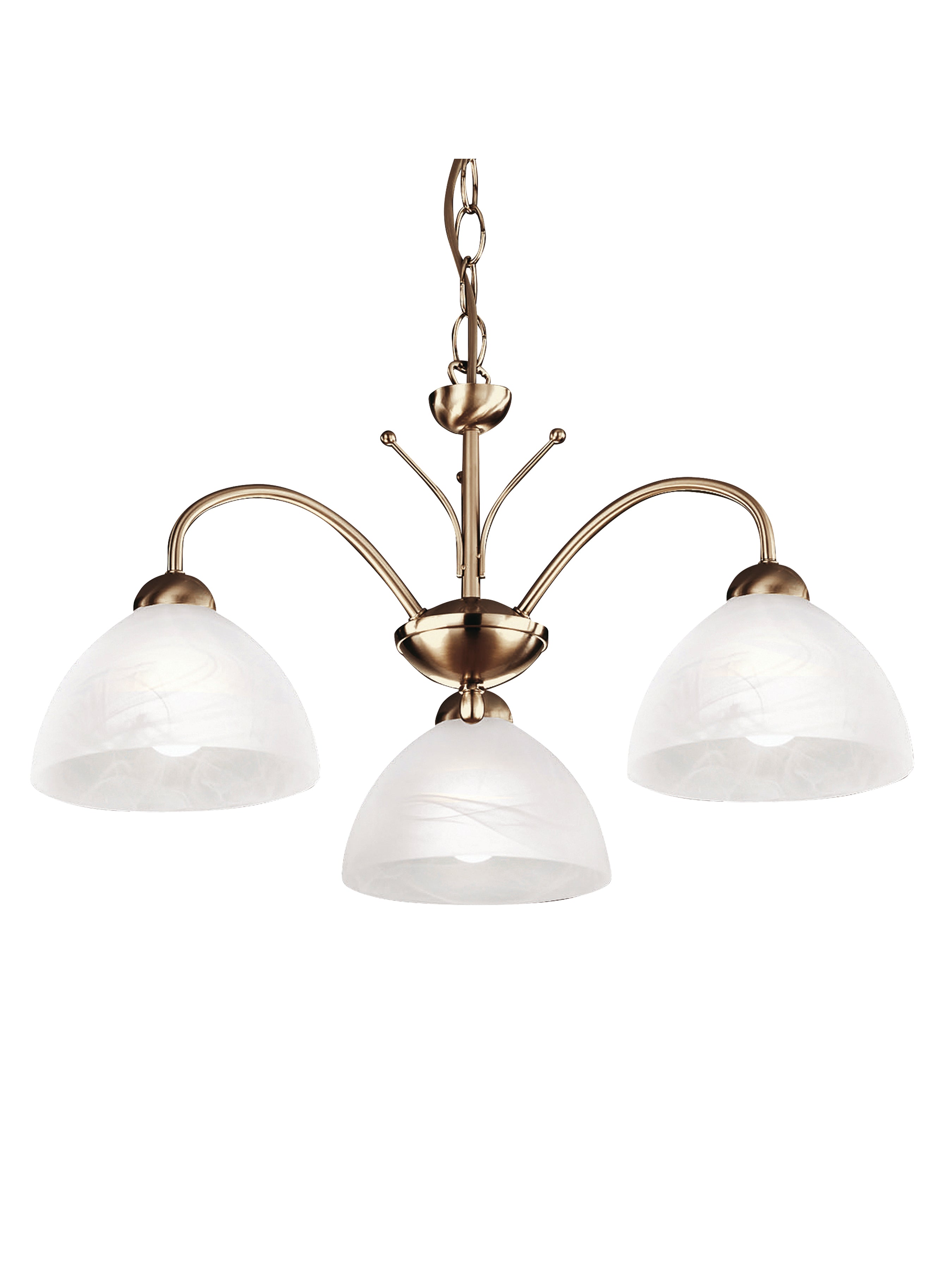 Searchlight Melville Antique Brass 3 Light Ceiling Fitting With Alabaster Glass