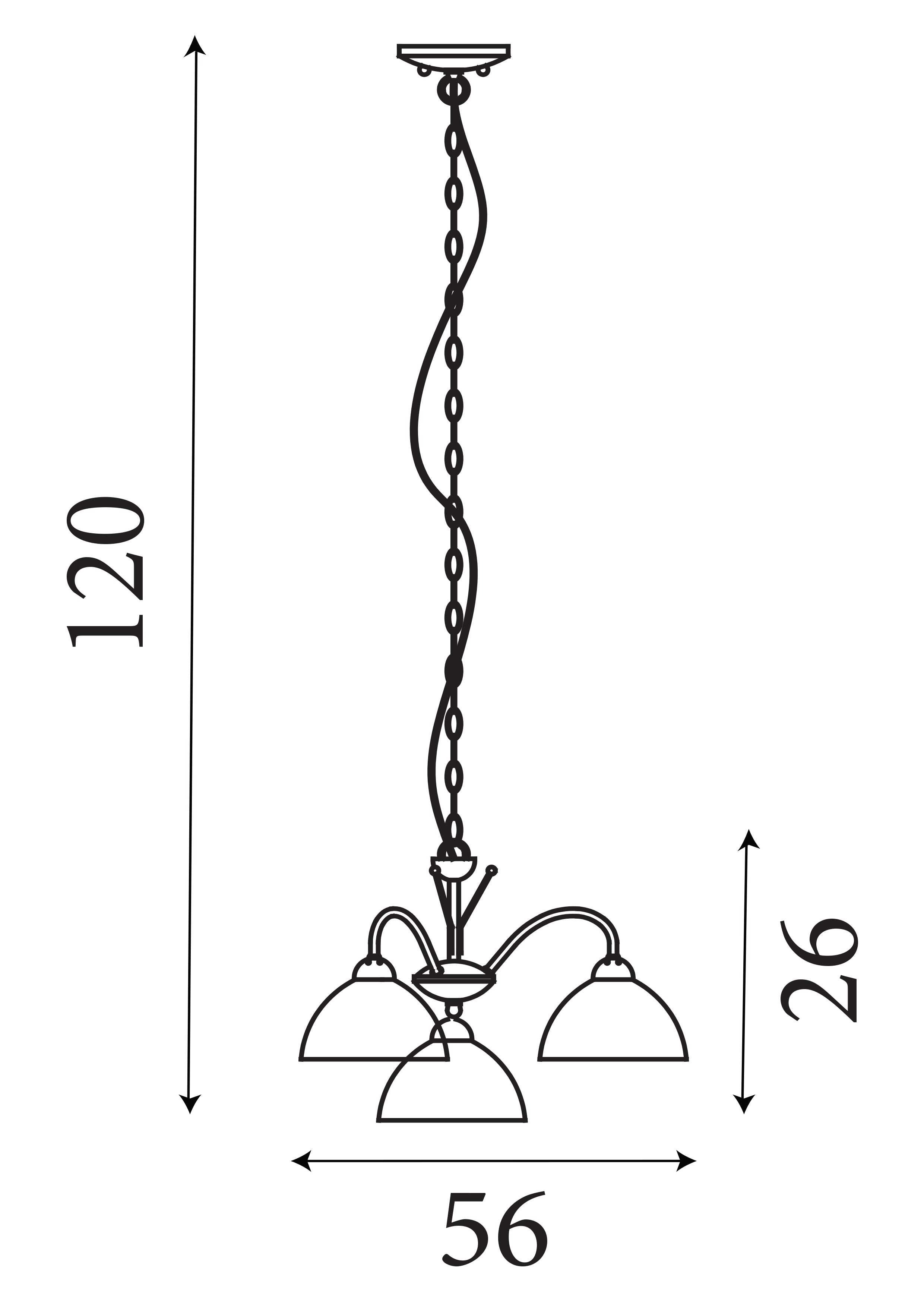 Searchlight Melville Antique Brass 3 Light Ceiling Fitting With Alabaster Glass