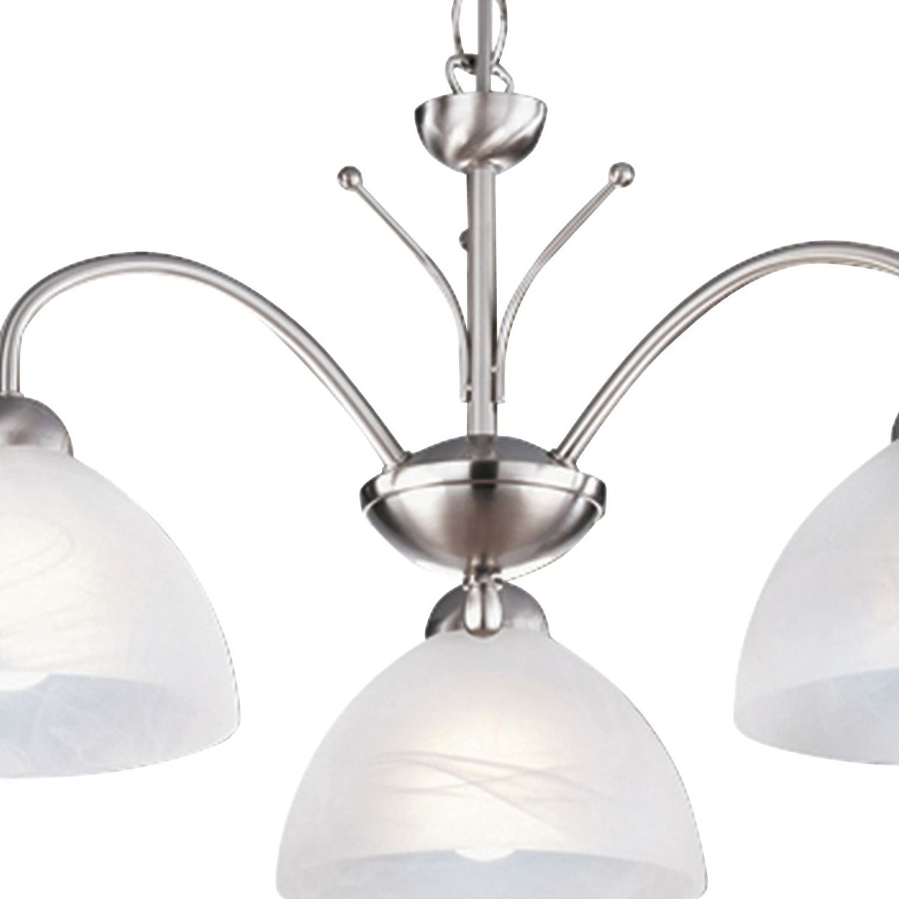 Searchlight Melville Satin Silver 3 Light Ceiling Fitting With Alabaster Glass