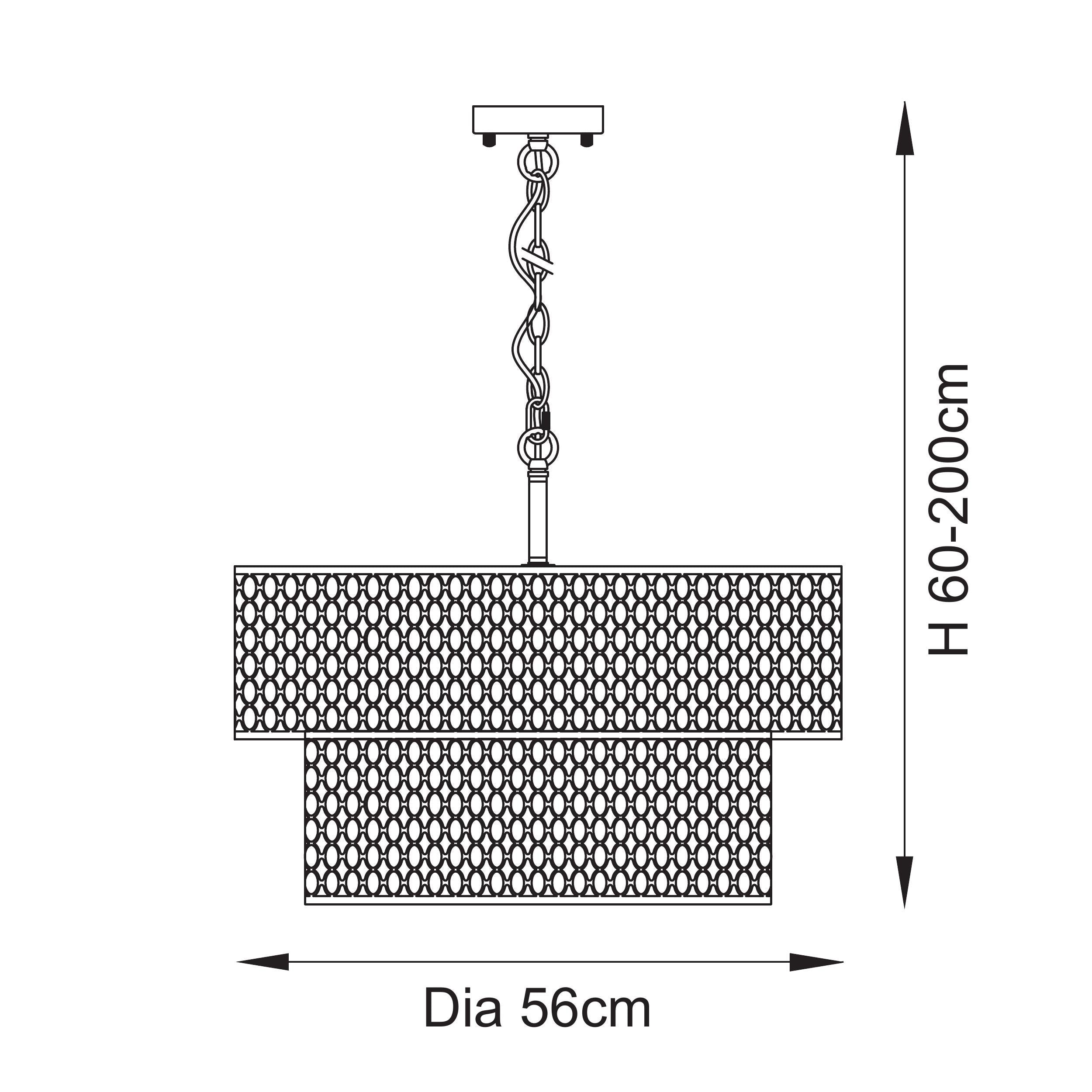 Endon Cordero 6 Light Tiered Pendant - Gold Effect Plate, White Fabric & Frosted Glass