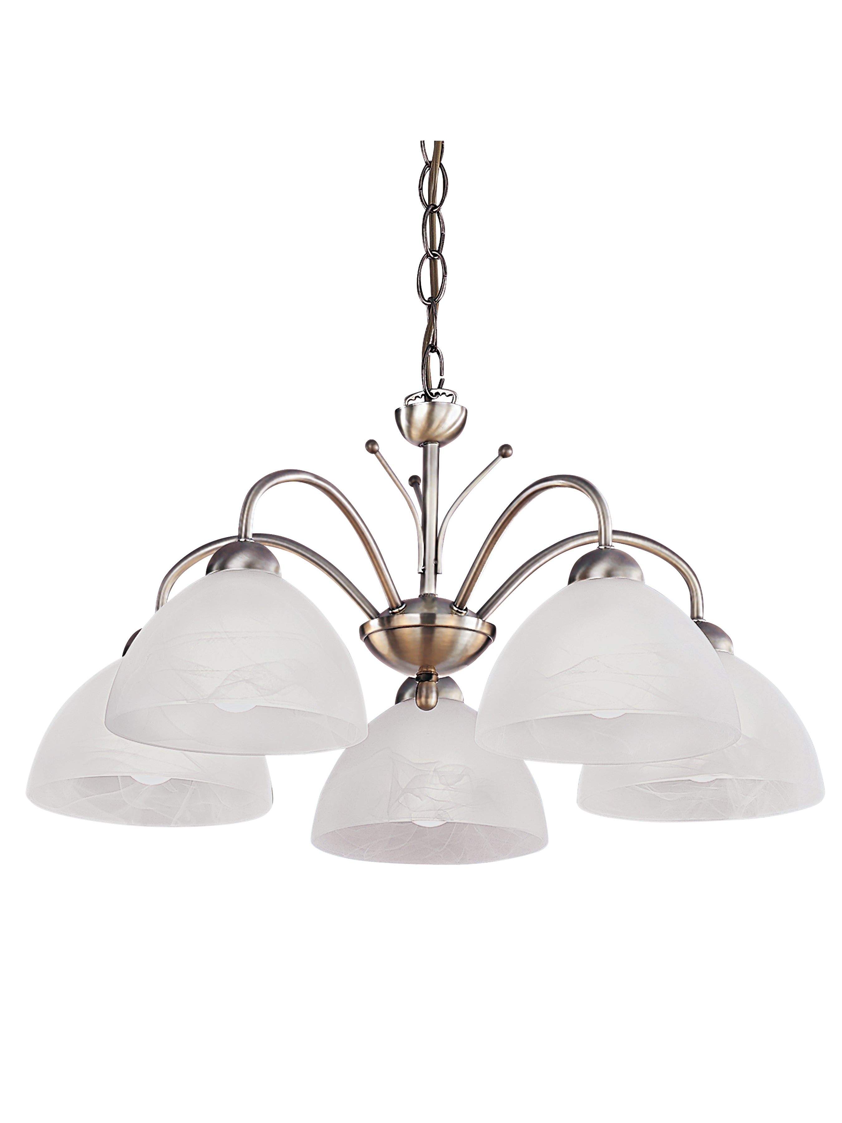 Searchlight Melville Antique Brass 5 Light Ceiling Fitting With Alabaster Glass