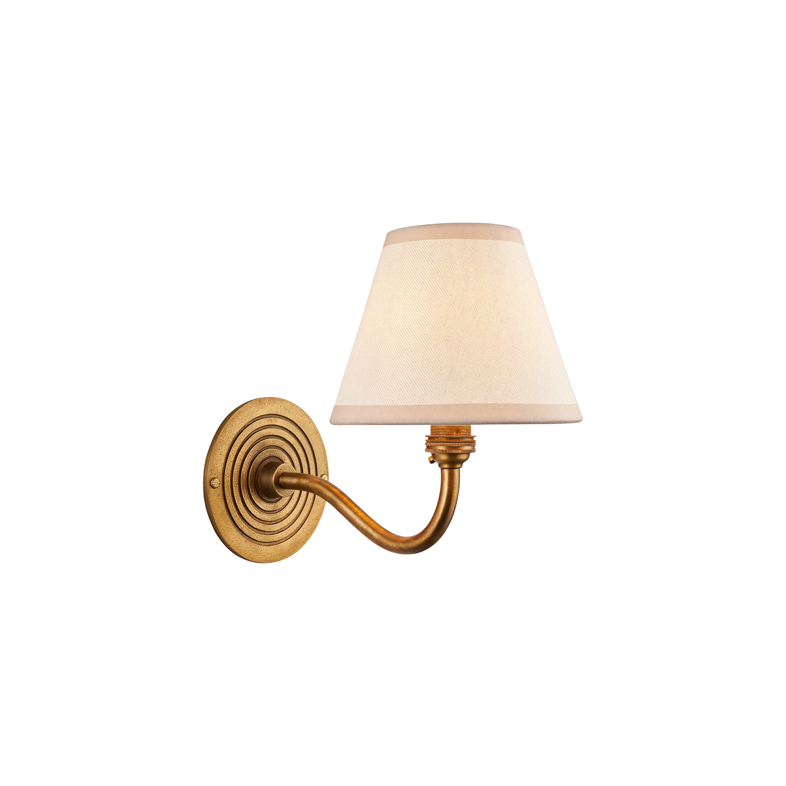 Endon Ripple Curve & Ivy 16Cm Wall Light - Antique Brass & Vintage White Fabric