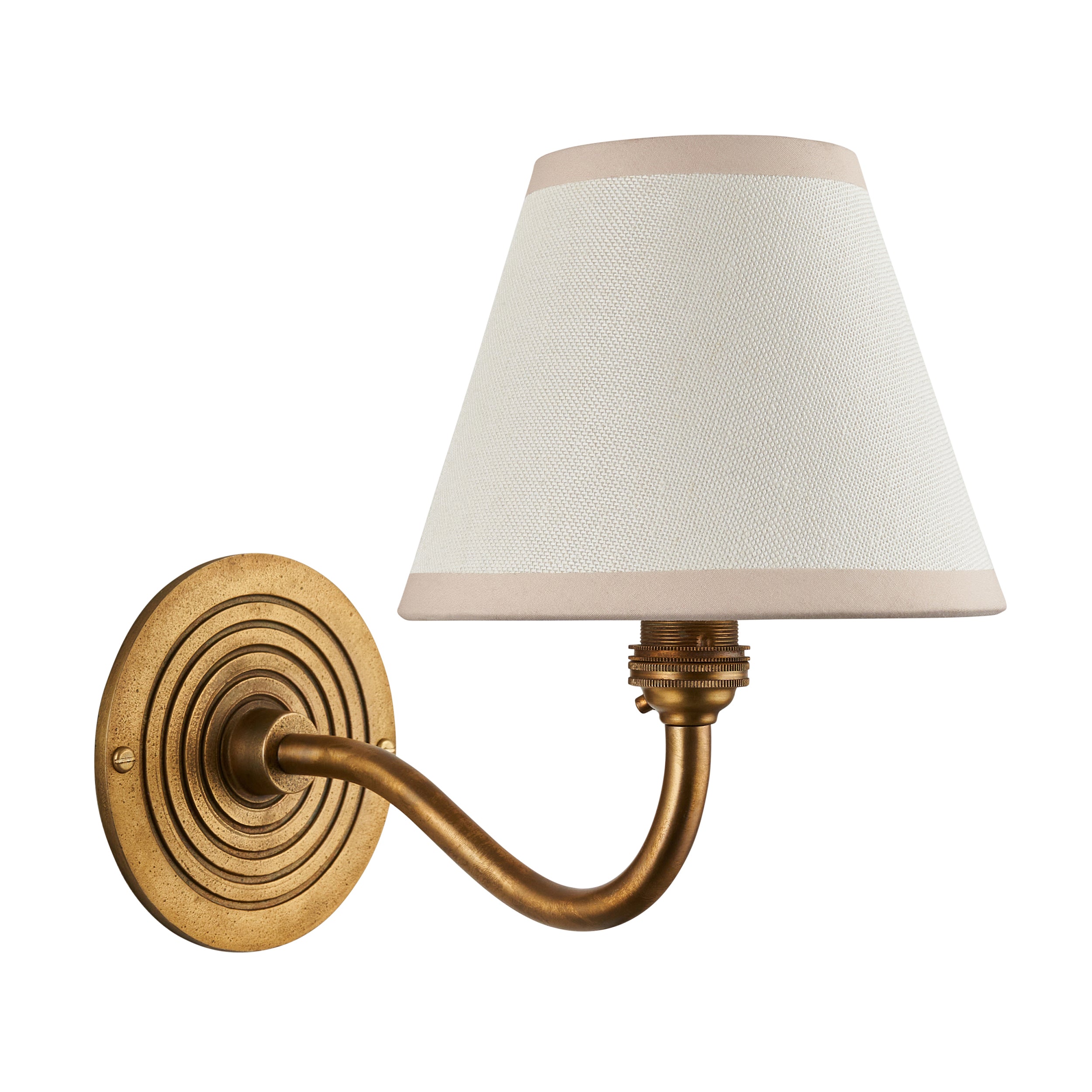 Endon Ripple Curve & Ivy 16Cm Wall Light - Antique Brass & Vintage White Fabric