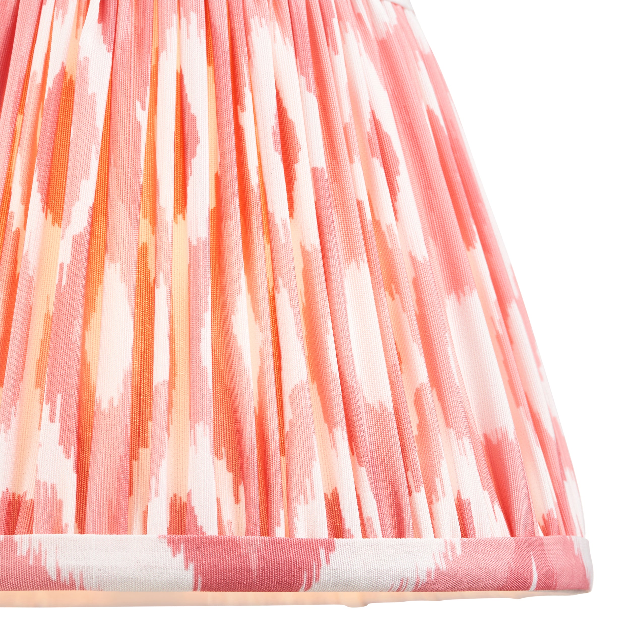 Endon Diamond Tall & Ikat 20Cm Wall Light - Antique Brass & Coral Pink Fabric