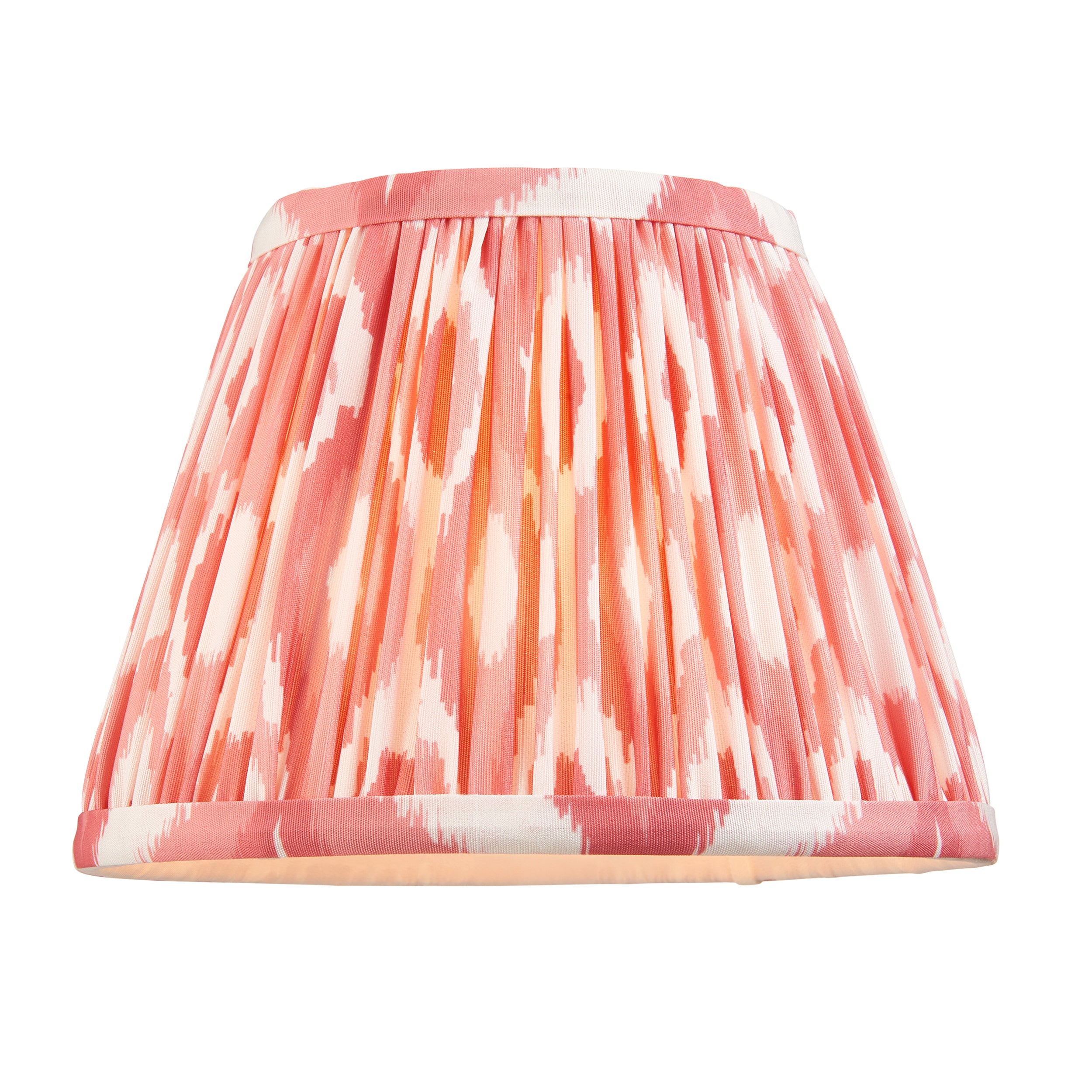 Endon Diamond Tall & Ikat 20Cm Wall Light - Antique Brass & Coral Pink Fabric
