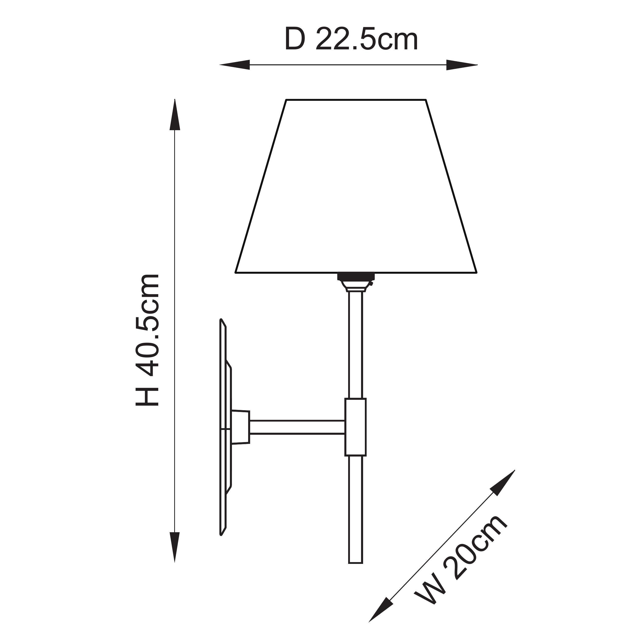 Endon Diamond Tall & Ikat 20Cm Wall Light - Antique Brass & Pearl Grey Fabric