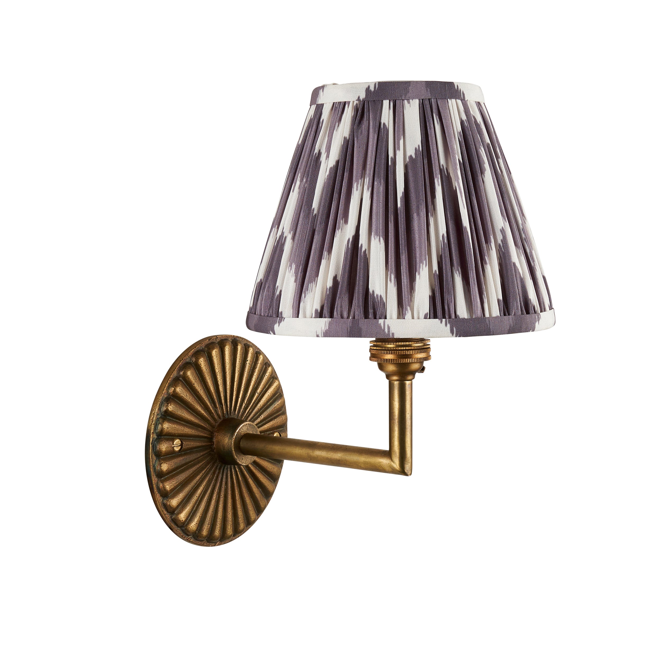 Endon Dahlia Angle & Zigzag 16Cm Wall Light - Antique Brass & Pearl Grey Fabric