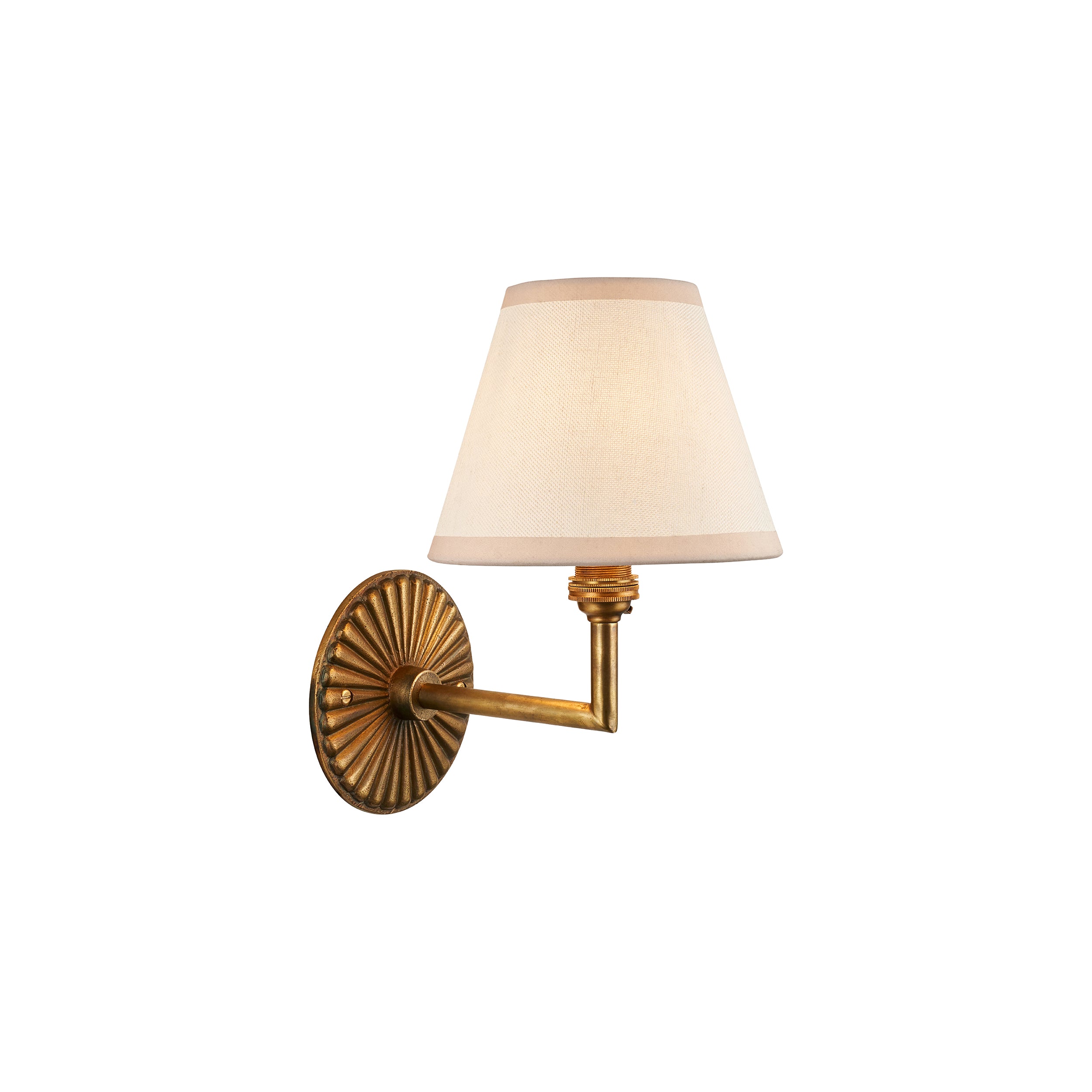 Endon Dahlia Angle & Ivy 16Cm Wall Light - Antique Brass & Vintage White Fabric