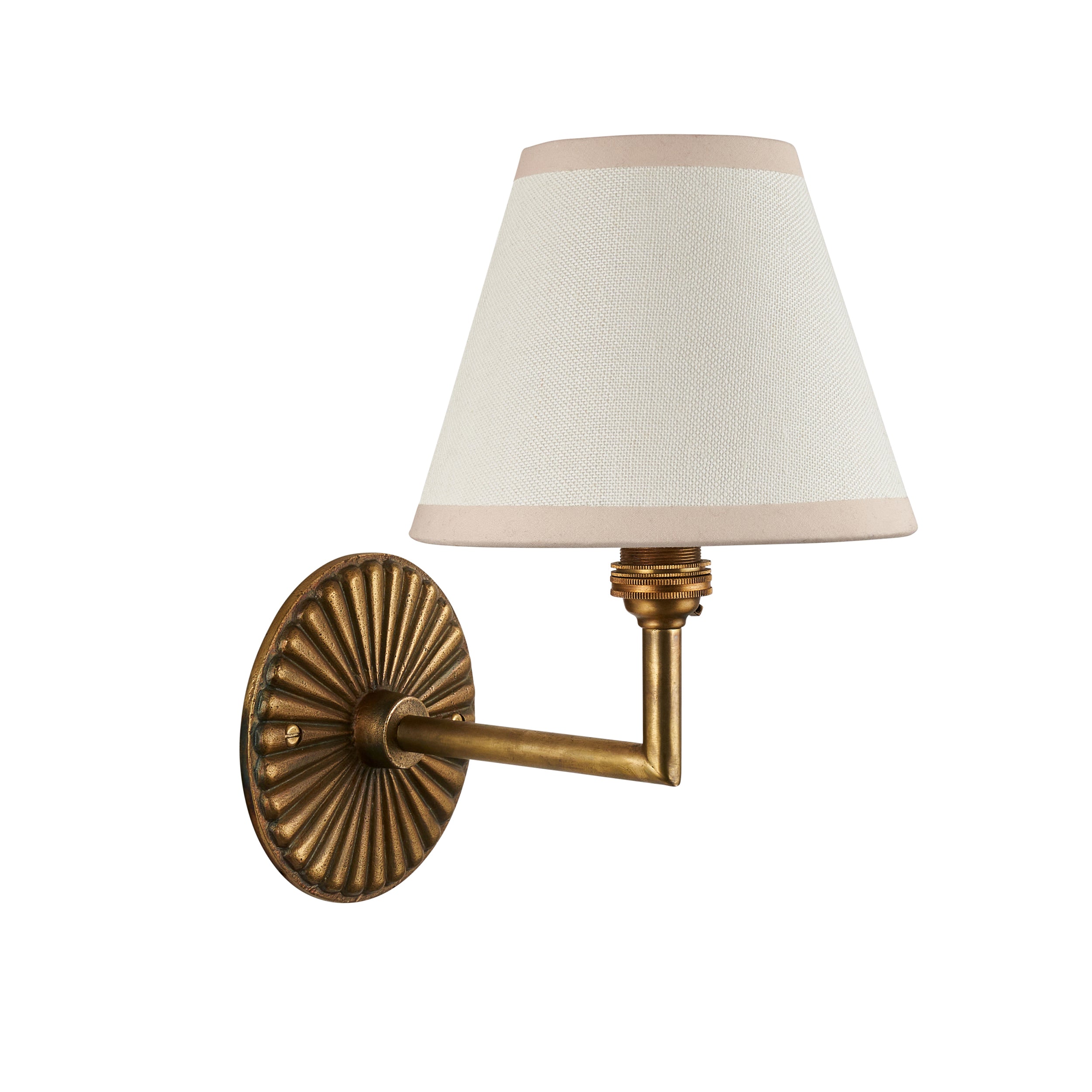 Endon Dahlia Angle & Ivy 16Cm Wall Light - Antique Brass & Vintage White Fabric