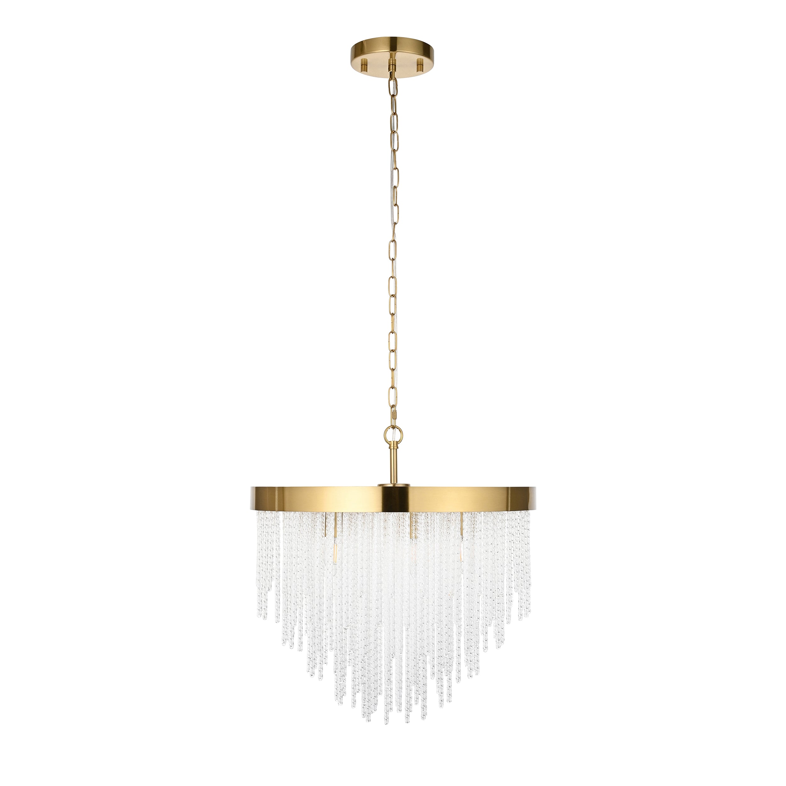 Endon Anistoria 5 Light Pendant - Brushed Aged Brass Plate & Clear Glass