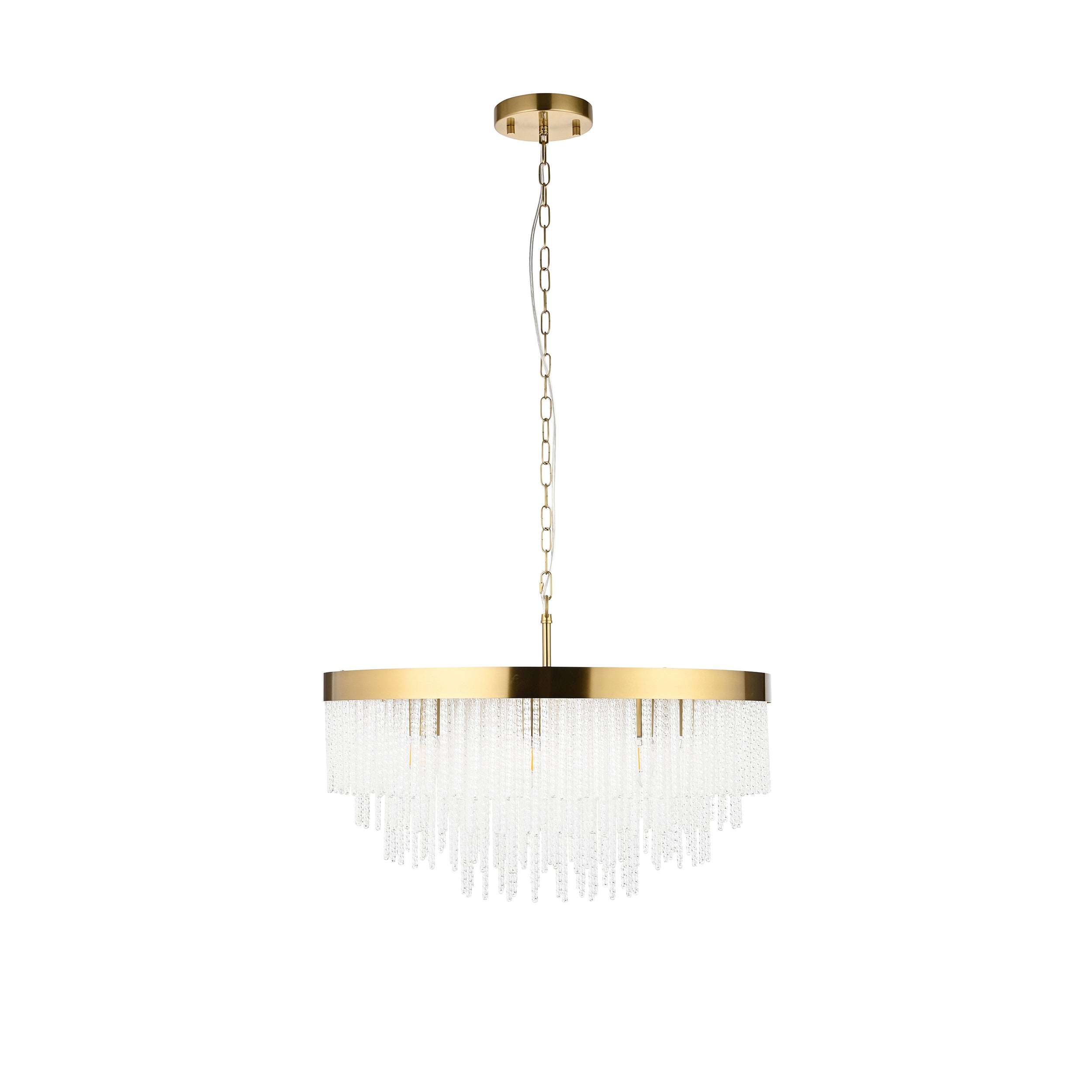 Endon Anistoria Grand 9 Light Pendant - Brushed Aged Brass Plate & Clear Glass