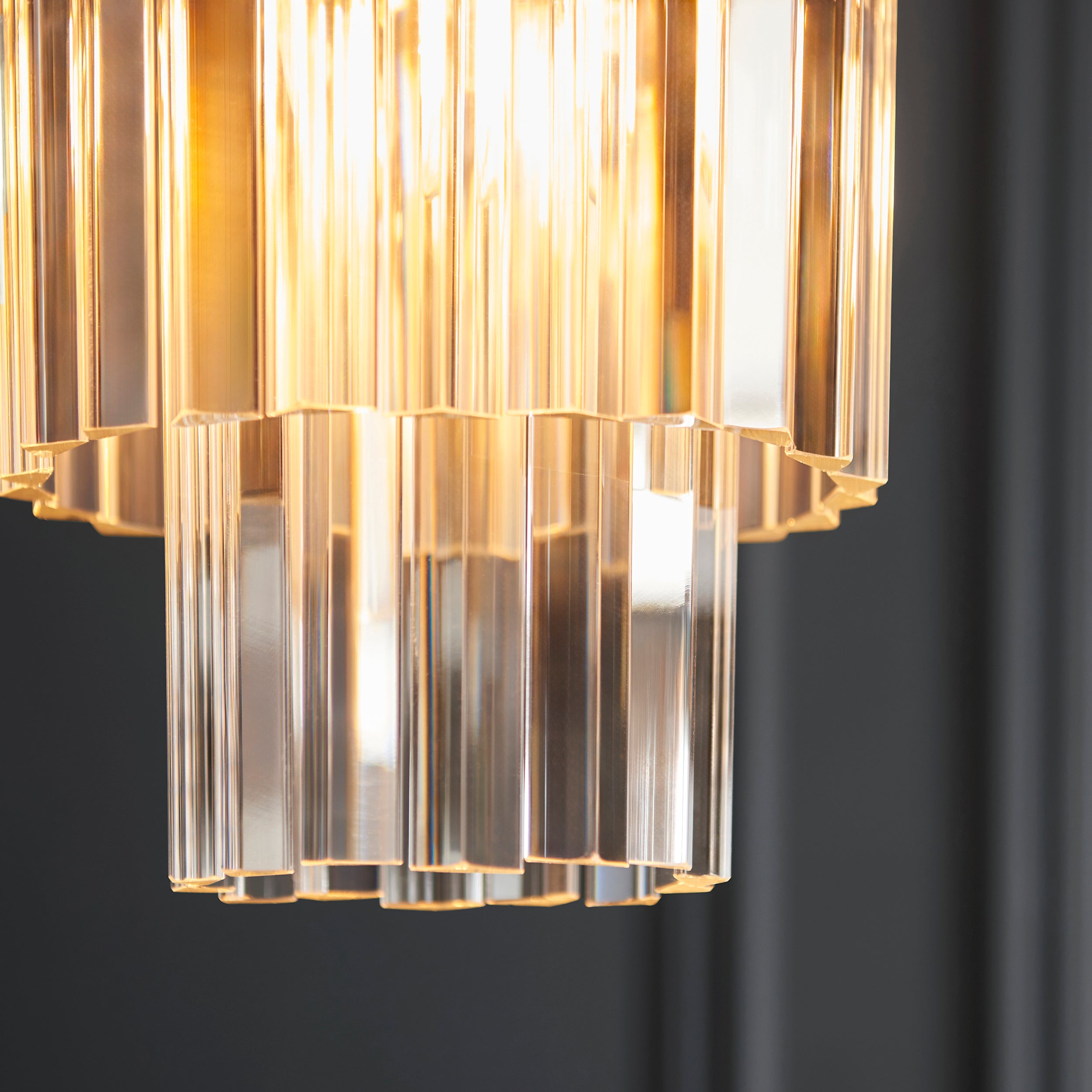 Endon Conaston Pendant - Brushed Aged Brass Plate & Clear Cut Glass