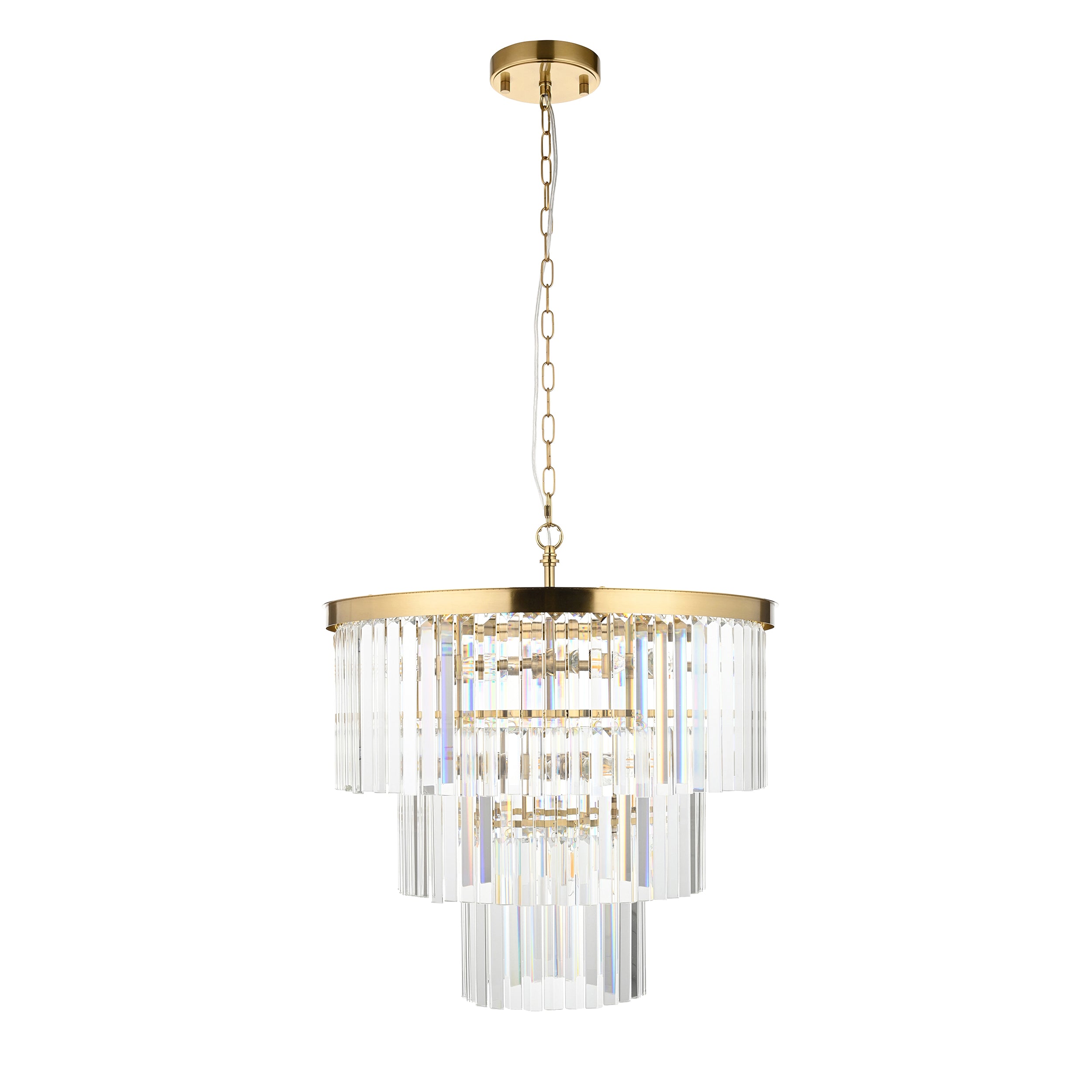 Endon Conaston 7 Light Pendant - Brushed Aged Brass Plate & Clear Cut Glass