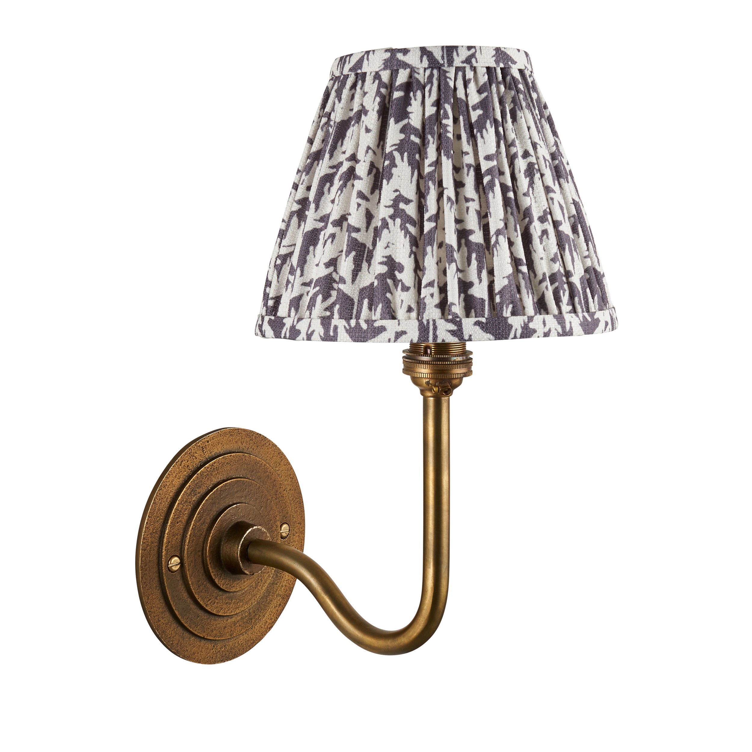 Endon Halo Swan & Leaf 16Cm Wall Light - Antique Brass & Pearl Grey Fabric