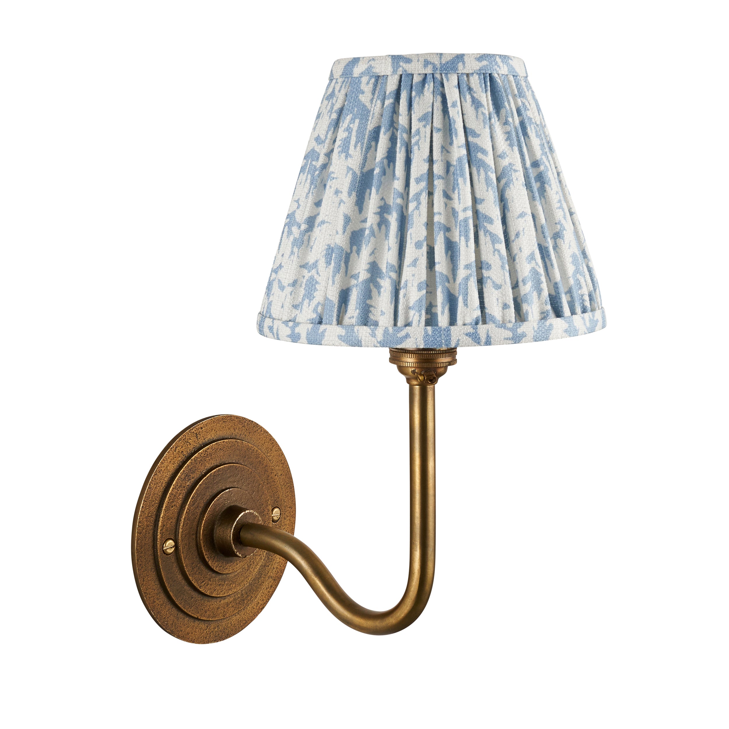 Endon Halo Swan & Leaf 16Cm Wall Light - Antique Brass & Shell Bay Blue Fabric