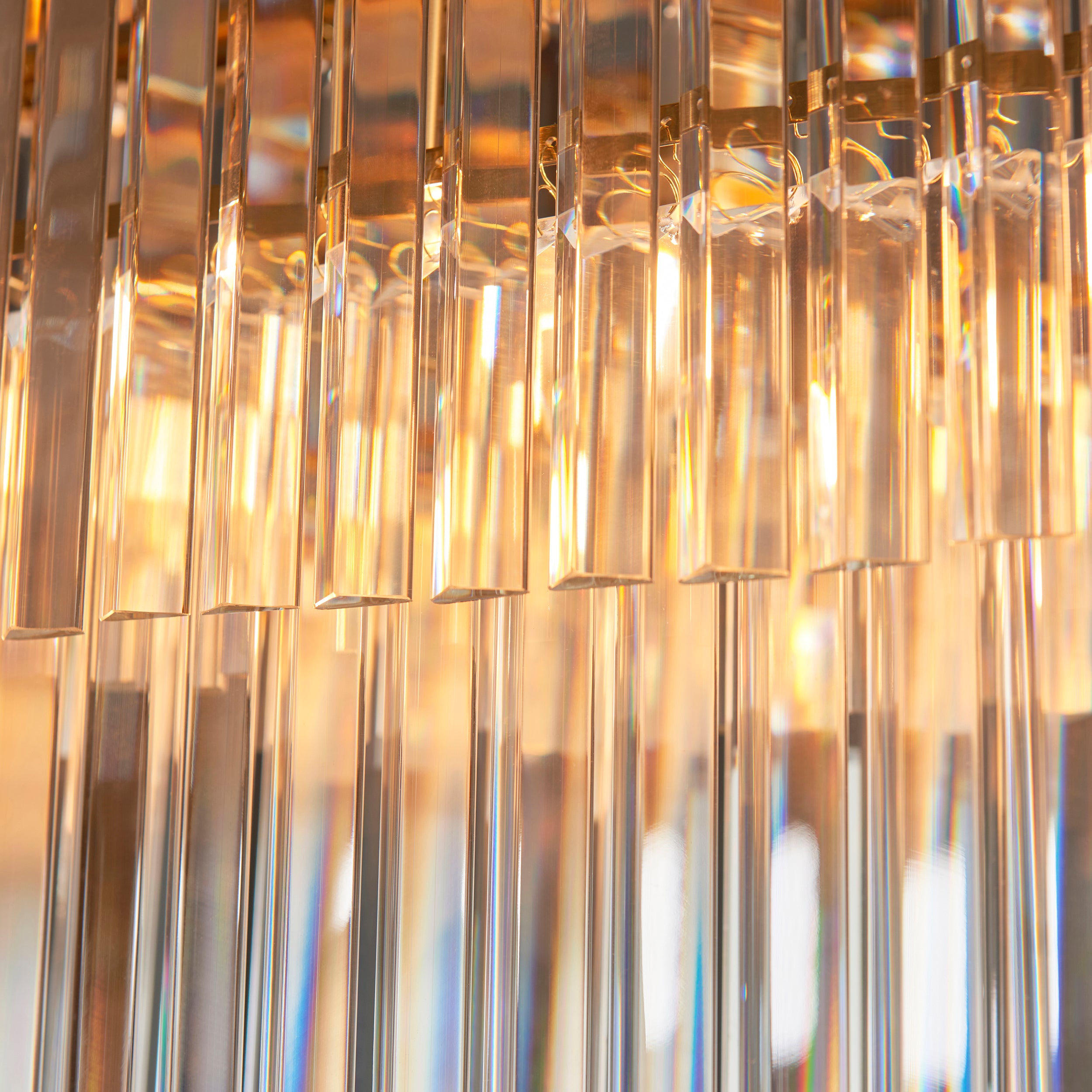 Endon Conaston 4 Light Linear Pendant - Brushed Aged Brass Plate & Clear Cut Glass