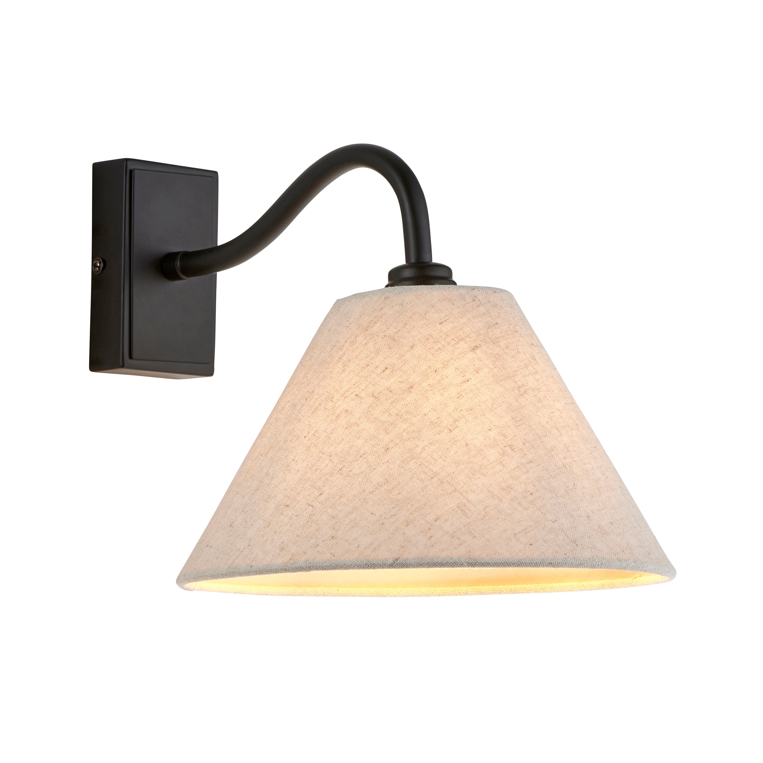 Endon Knole Wall Light - Matt Black & Natural Faux Linen