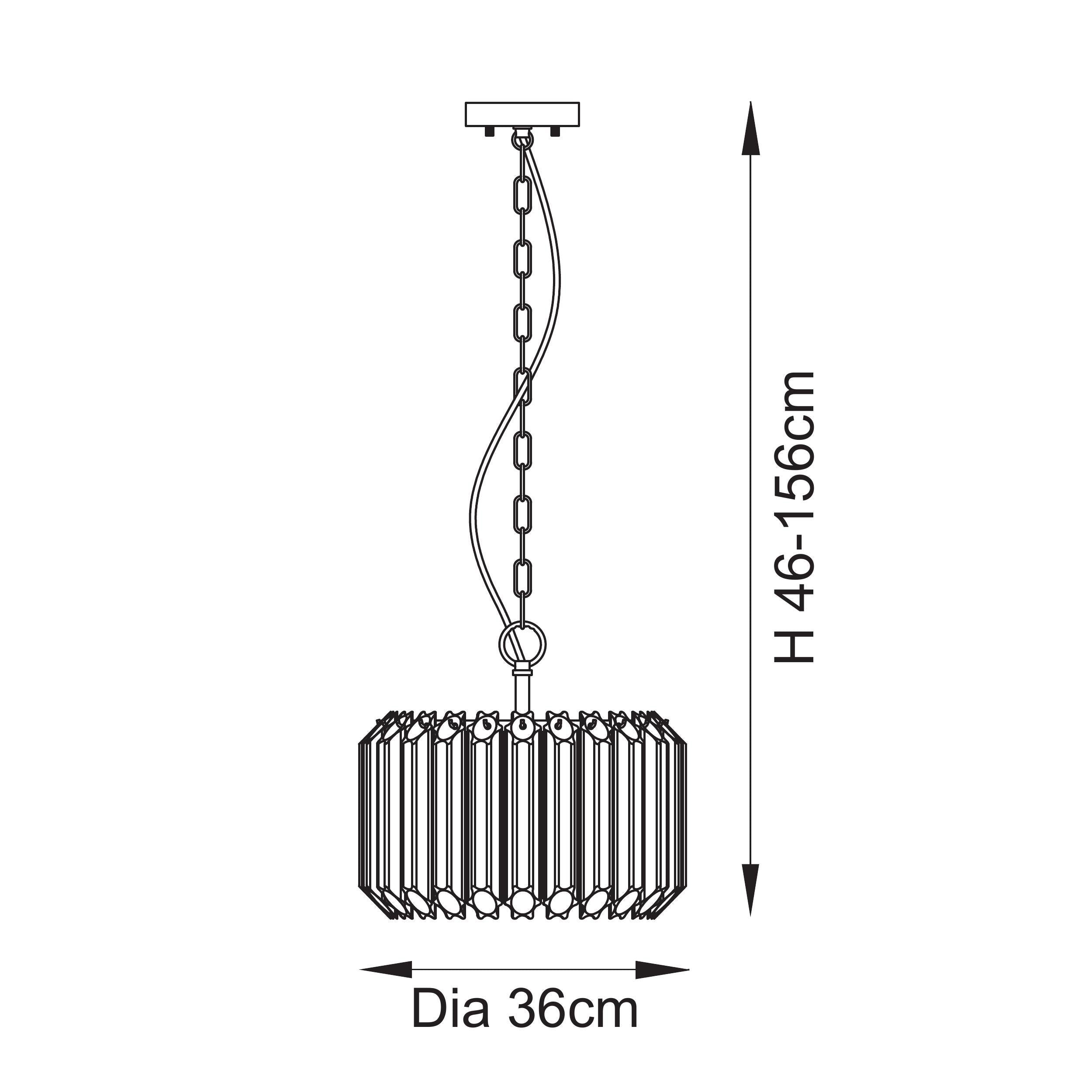 Endon Valentina 3 Light Pendant - Brushed Aged Brass Plate & Clear Glass