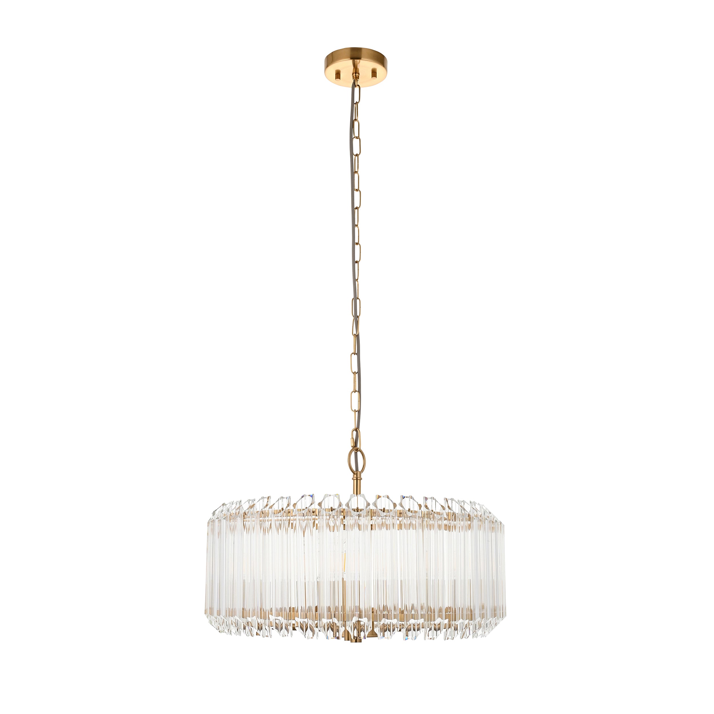 Endon Valentina 5 Light Pendant - Brushed Aged Brass Plate & Clear Glass