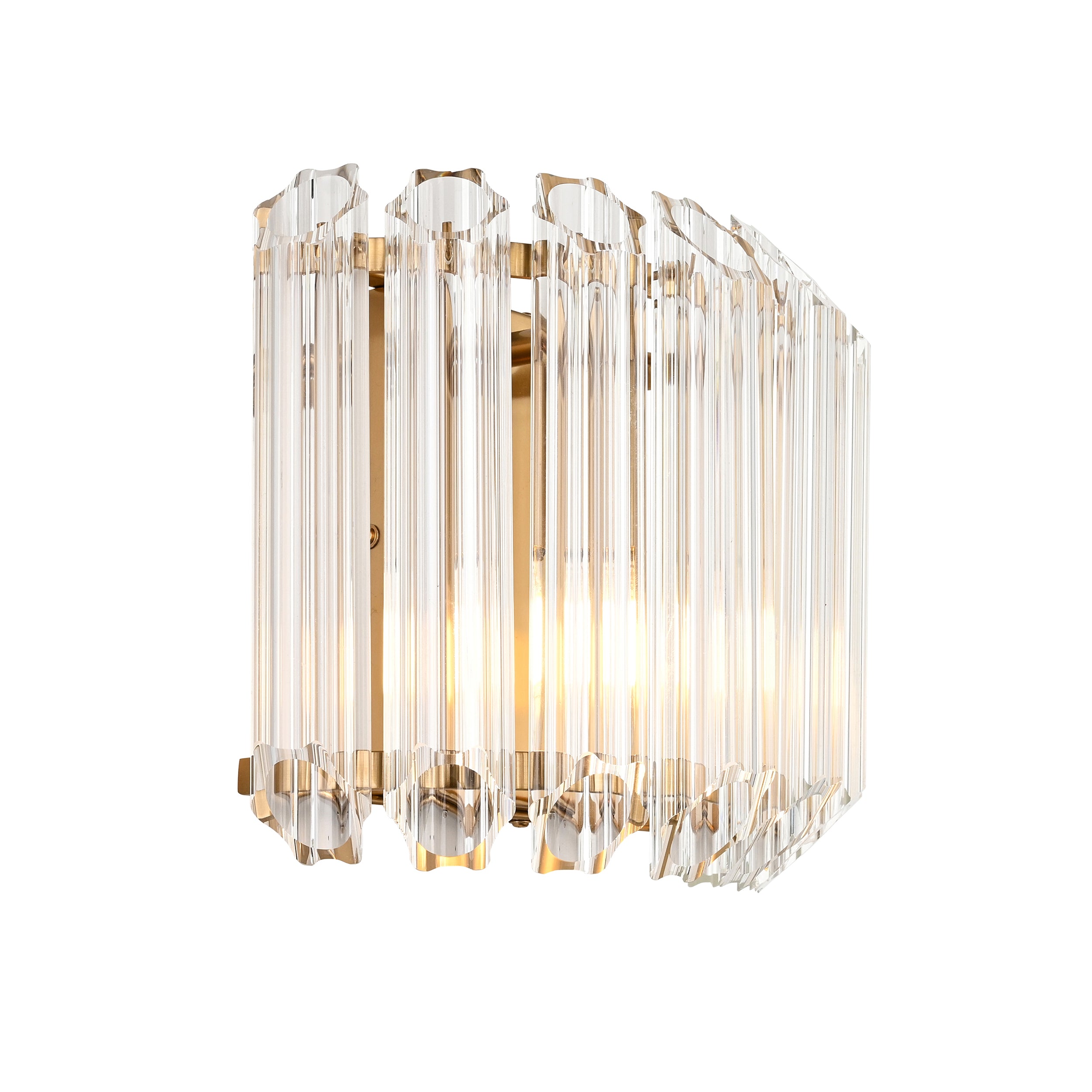 Endon Valentina Wall Light - Brushed Aged Brass Plate & Clear Glass