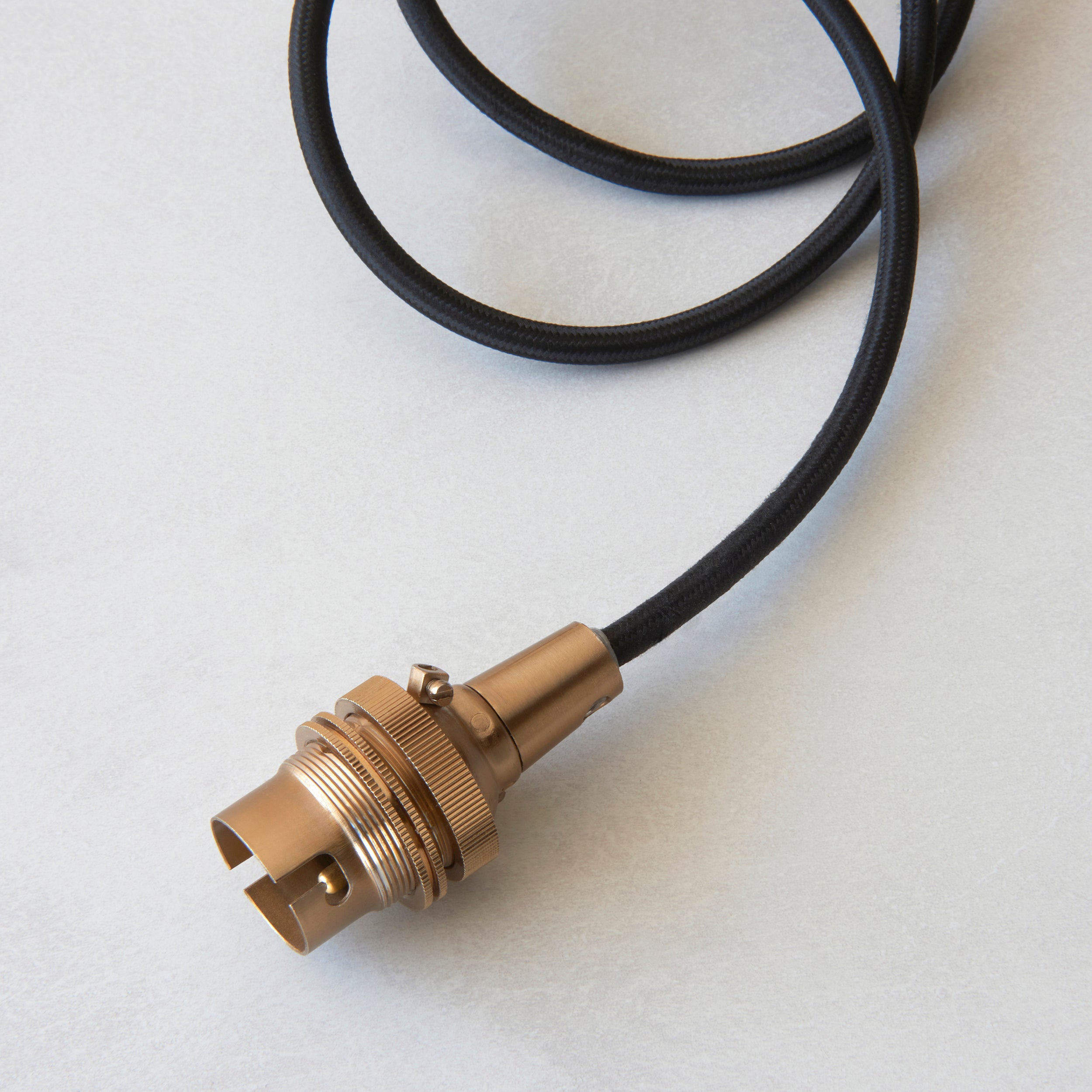 Endon Eltham Cable Set - Brushed Aged Brass Plate & Black Braided Flex