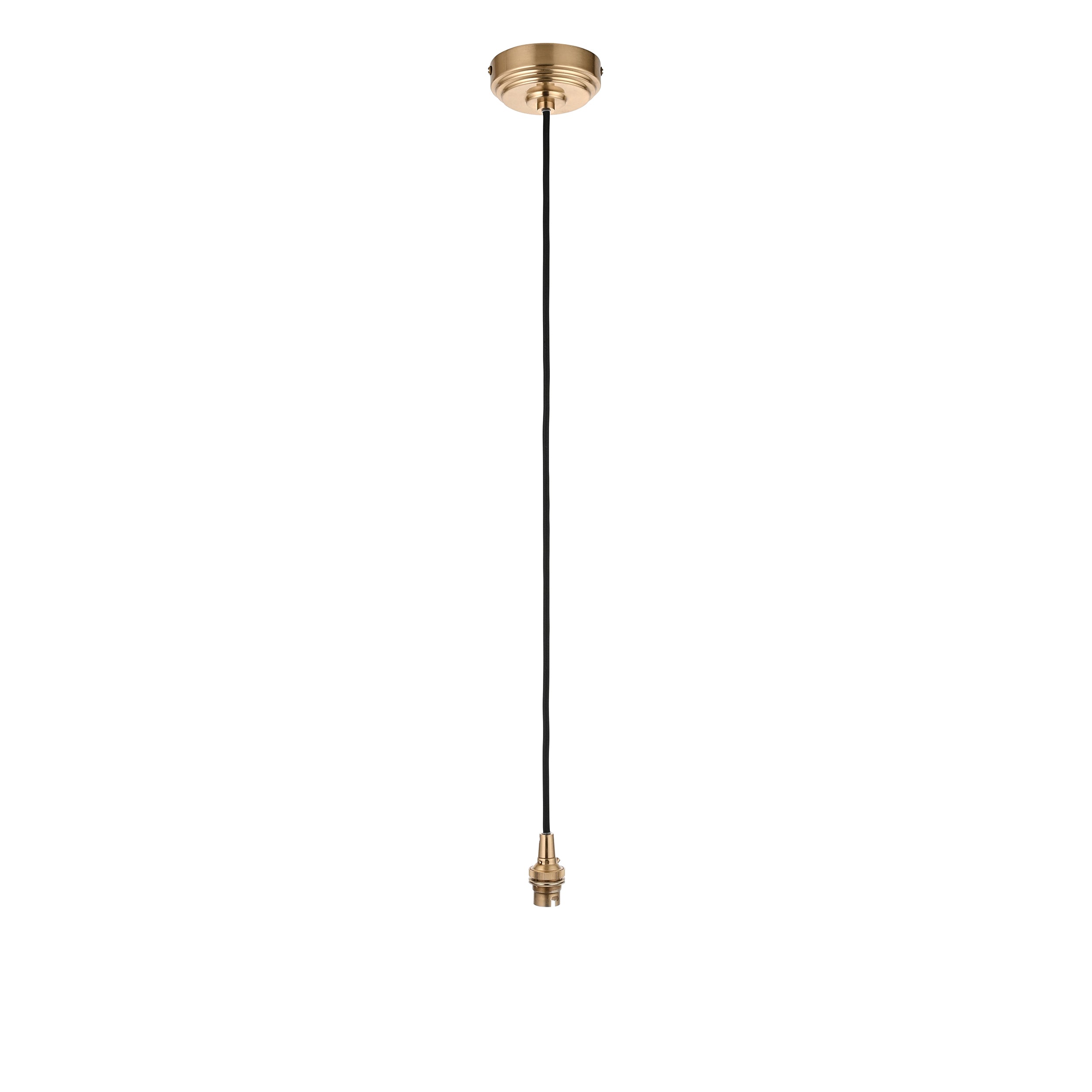 Endon Eltham Cable Set - Brushed Aged Brass Plate & Black Braided Flex